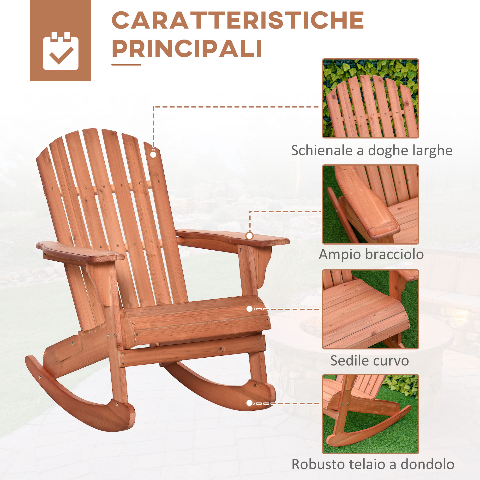 Beliani Sedia da giardino Adirondack Blu