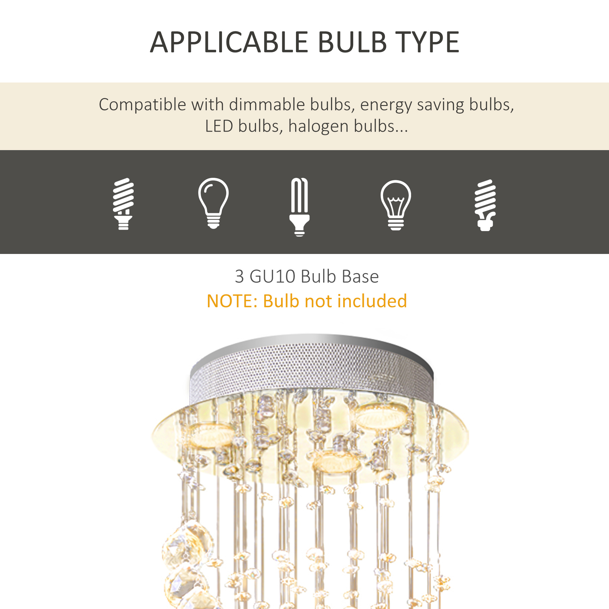 HOMCOM Modern Crystal Chandelier Ceiling Light Pendant Lamp Chrome Finish Glass Droplets New, Ф30 x 120cm 6