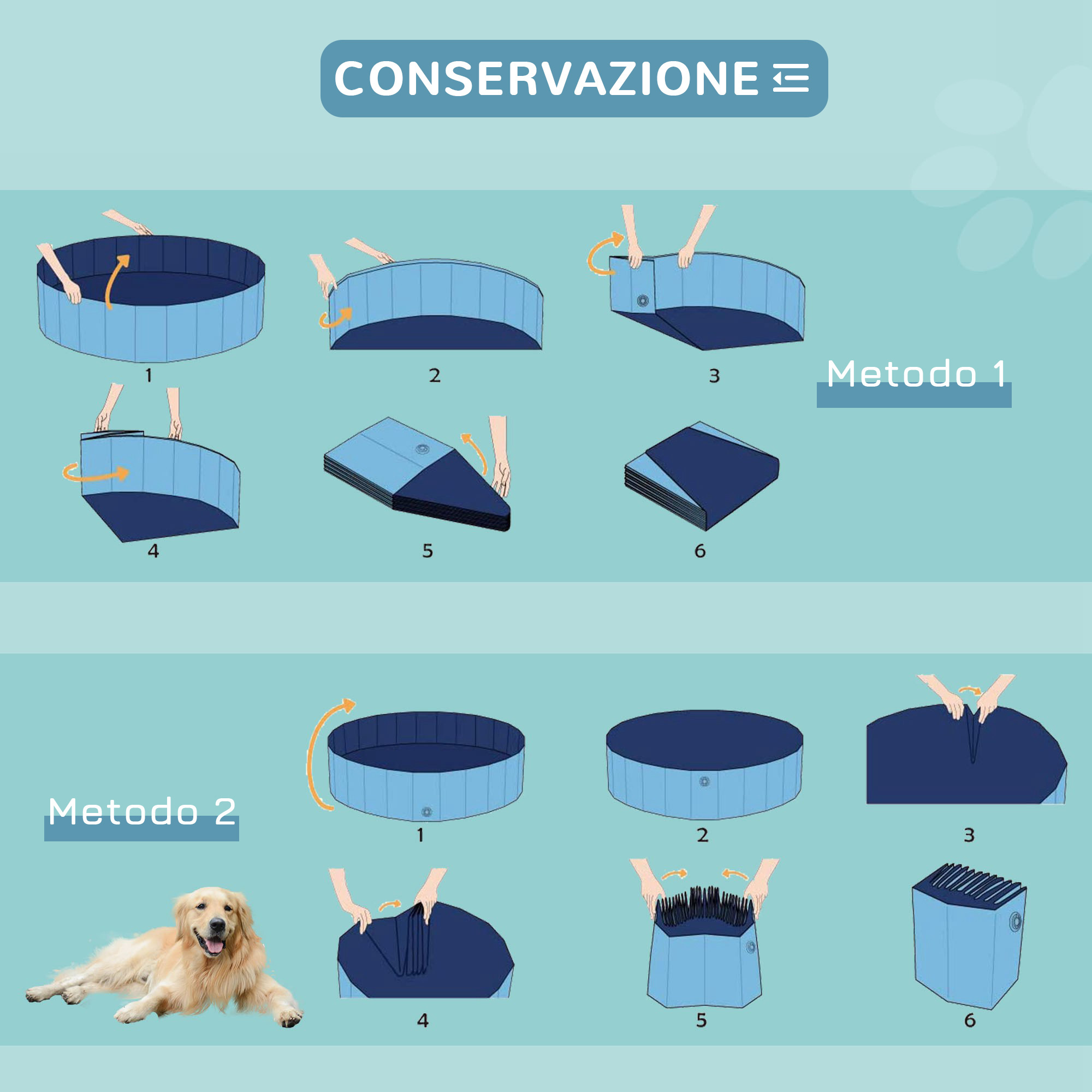 Piscina Pieghevole Per Cani AqpetFriends - Design Frutta, Facile Da Usare E Pulire - Foto 11