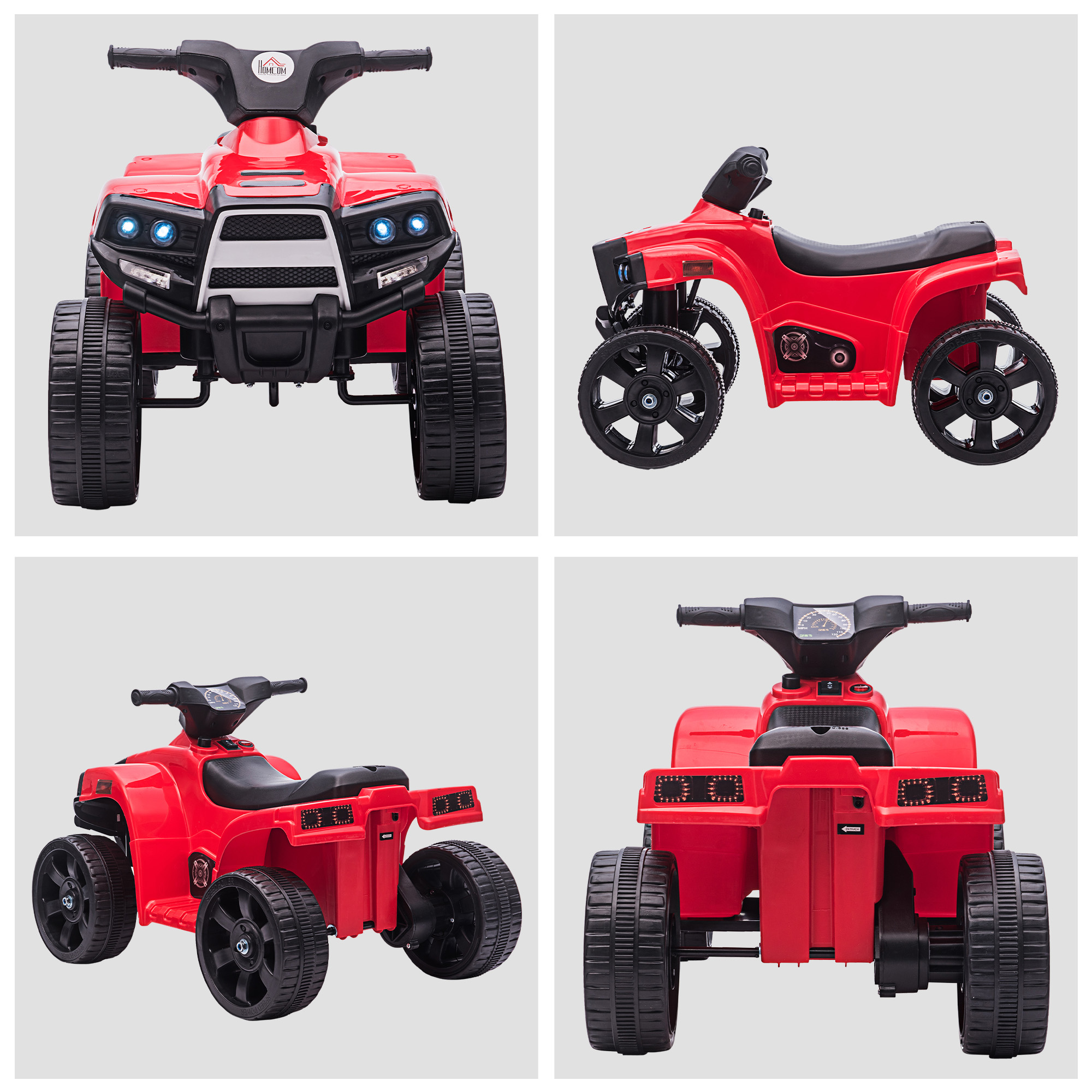 HOMCOM 6V Kids Electric Ride on Car, ATV Toy, Quad Bike with Headlights, Horn, for Toddlers 18-36 Months Red 9