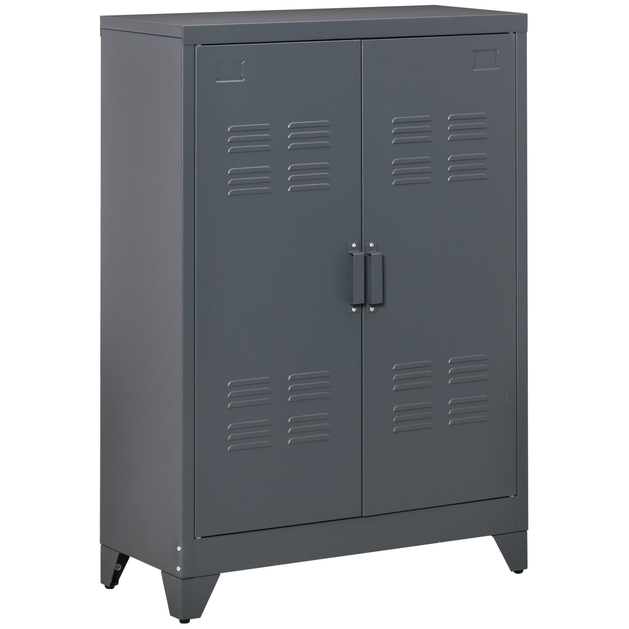 HOMCOM Armario Metálico de Almacenamiento con Doble Puerta de Bisagras y 2 Baldas para Oficina Salón Dormitorio 75x33x110 cm Gris | Aosom España