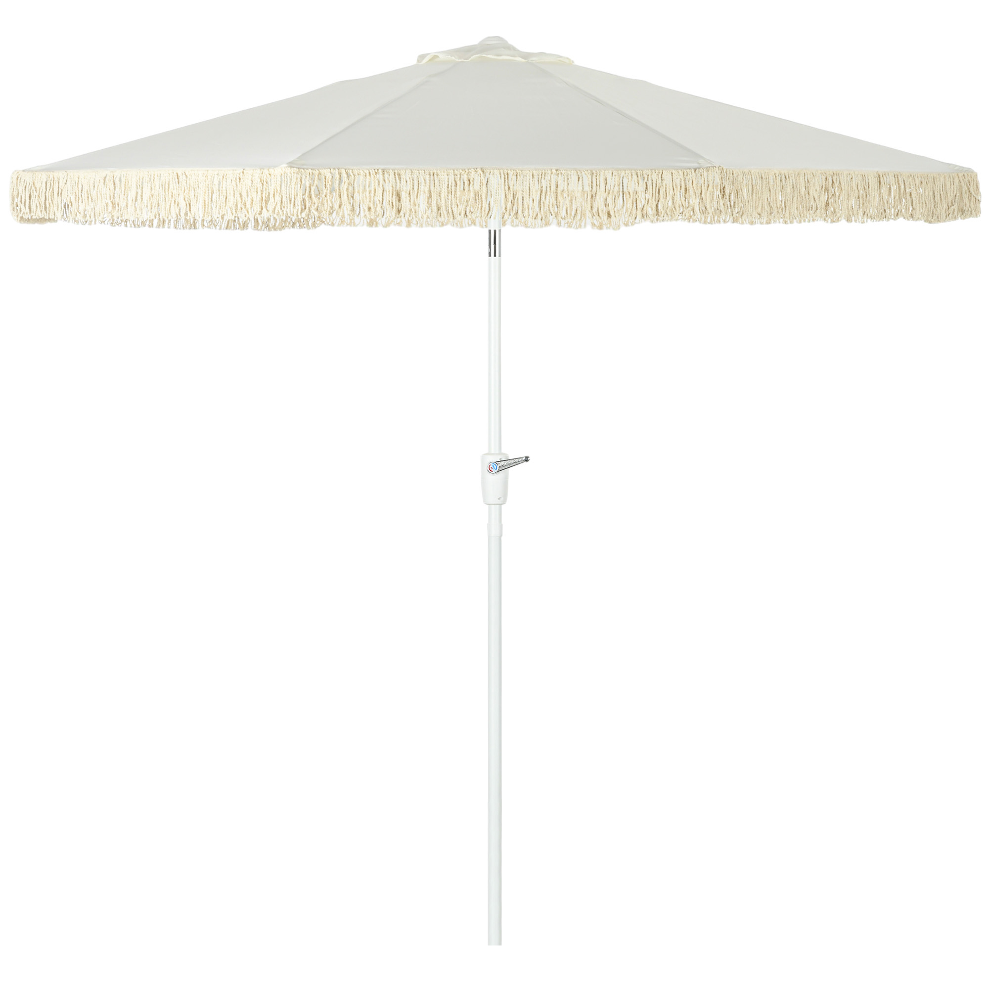 Outsunny Parasol Blanc Inclinable avec Manivelle et 8 Baleines pour Extérieur Anti-UV Aosom France