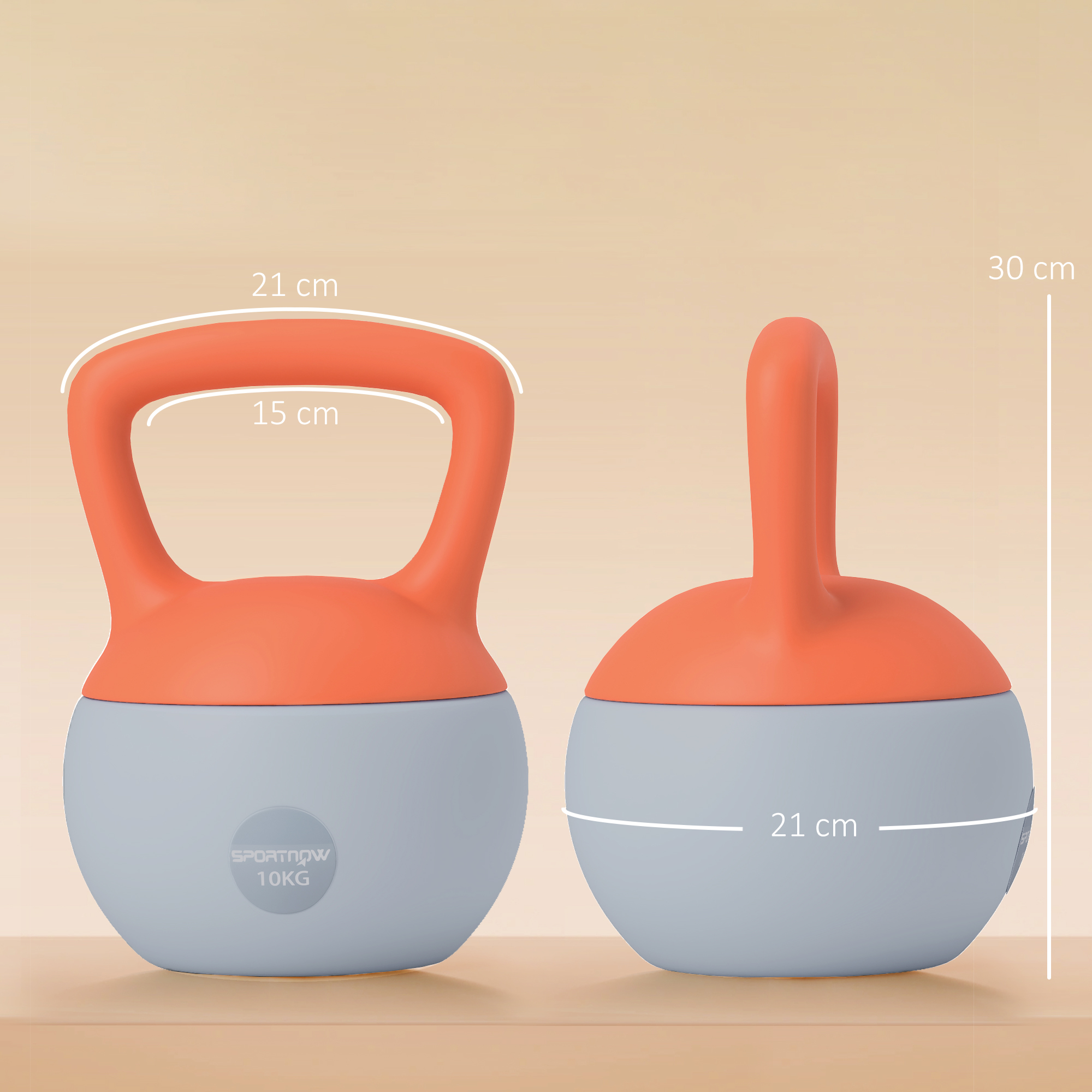 SPORTNOW 10KG Soft Kettlebell, Kettle Bell with Non-Slip Handle for Home Gym, Weight Lifting, Strength Training, Orange/Grey 3