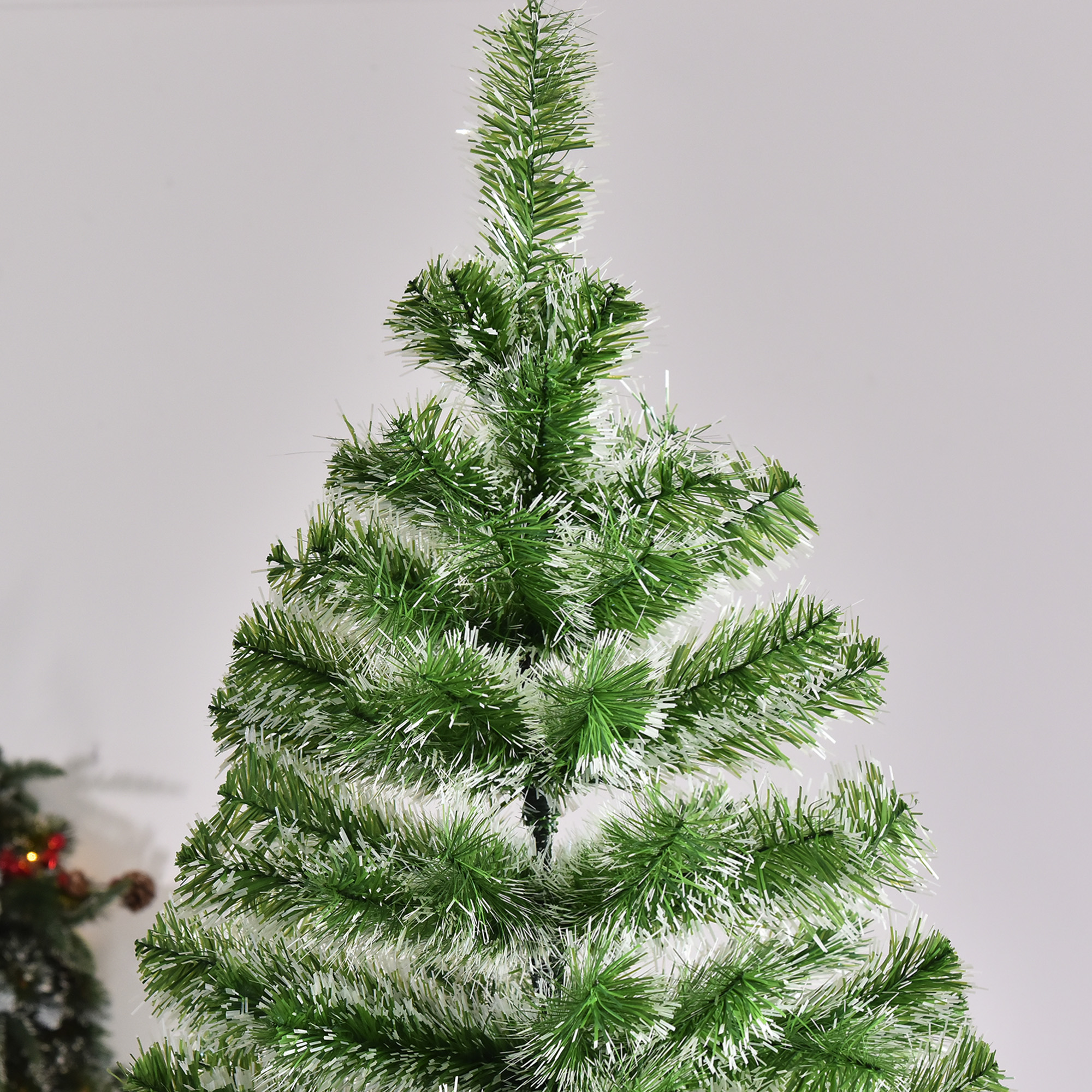 HOMCOM 7FT Indoor Christmas Tree Artificial Decoration Xmas Gift with Metal Stand Branch Tips 9