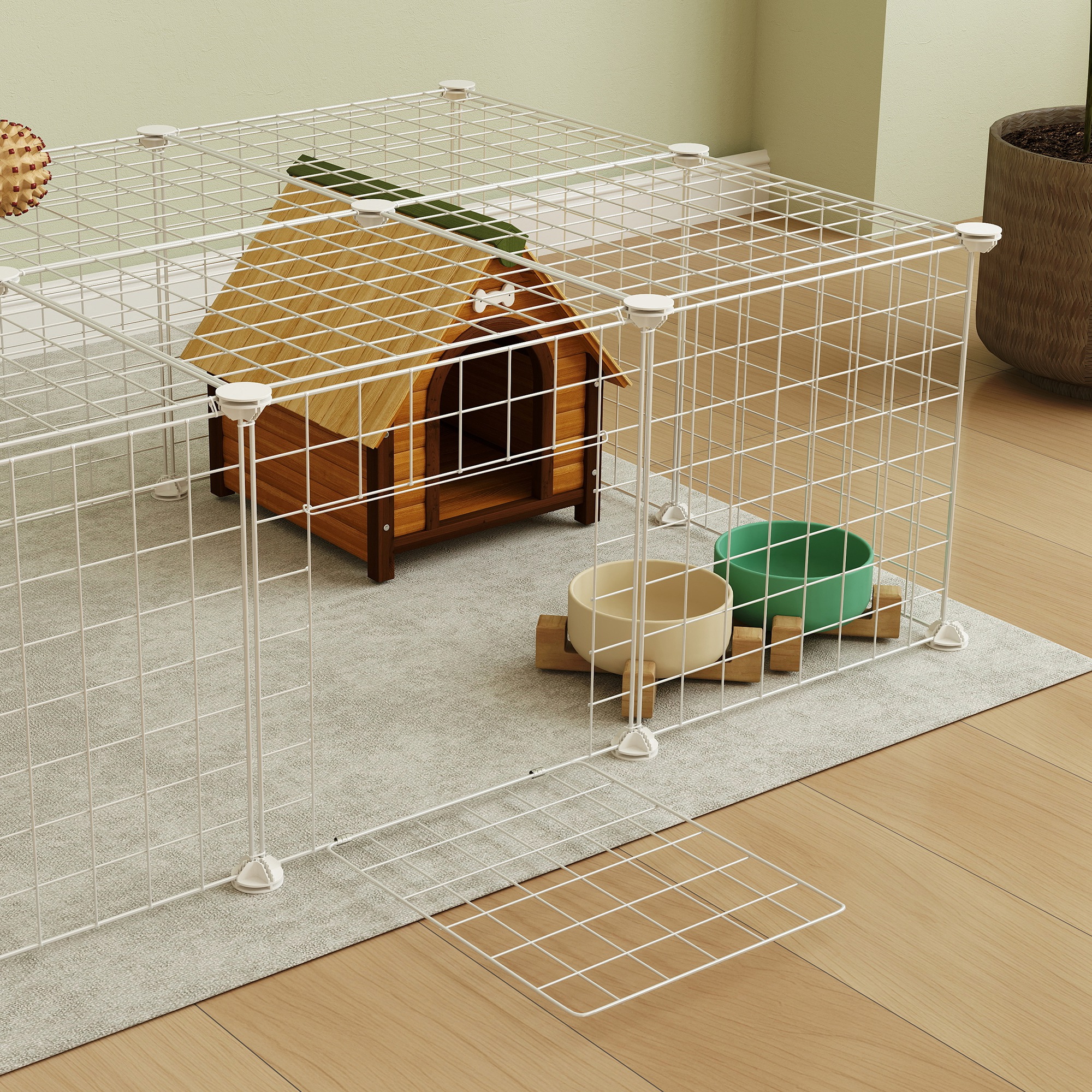 PawHut DIY 36 Panel Pet Playpen Metal Wire Fence for Chinchilla, Hedgehog, Bunny, Indoor, Outdoor Use, White 8