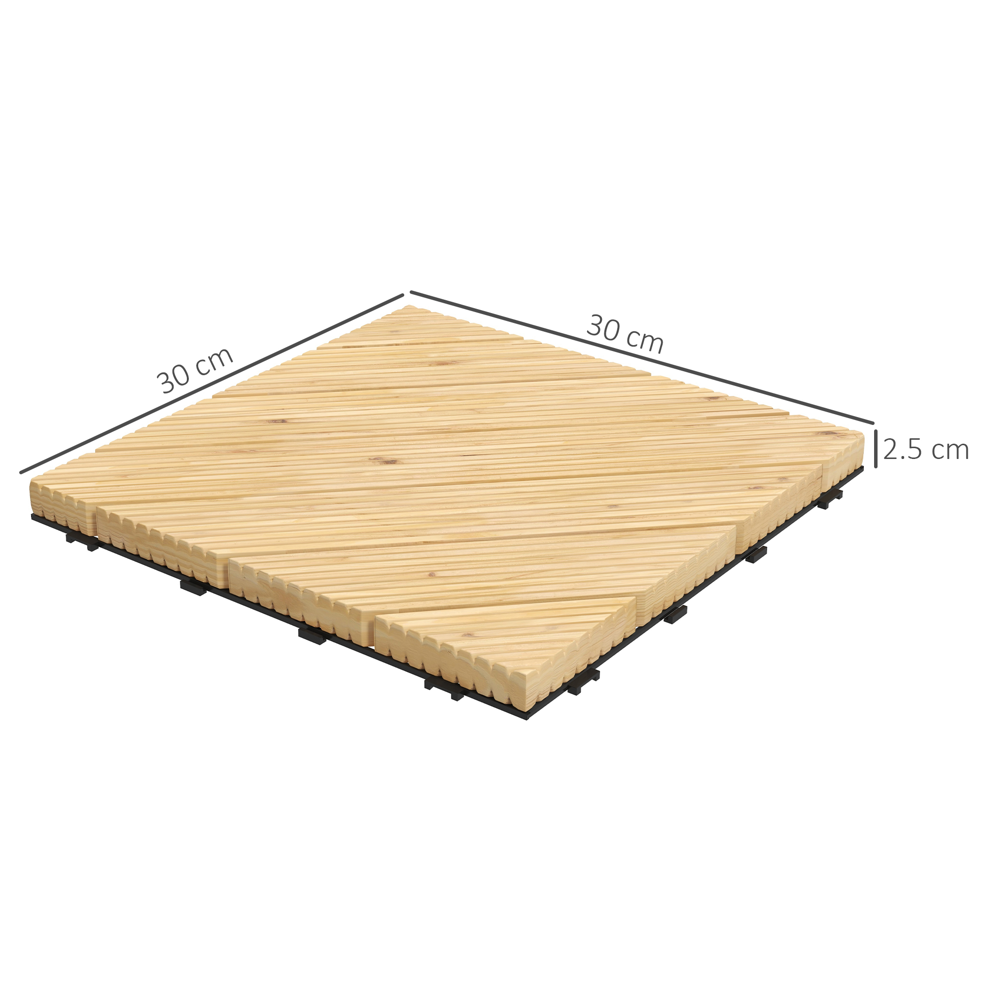 Outsunny 9 Pcs Garden Decking Tiles Wooden Outdoor Flooring Tiles for Patio, Balcony, Terrace, Hot Tub, Yellow 3