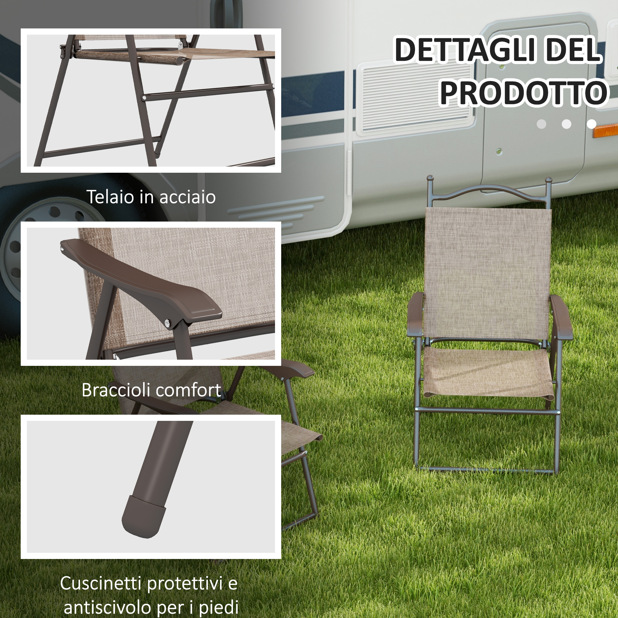 Outsunny Set Tavolo e Sedie da Giardino 6 Pezzi in Acciaio con
