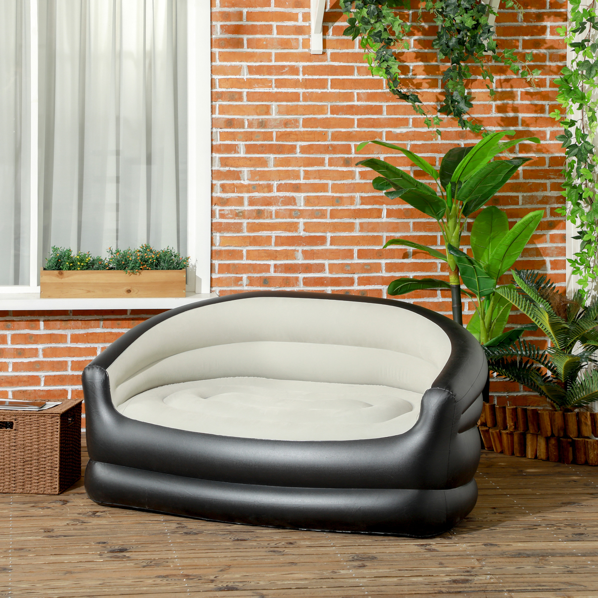 Outsunny Double Inflatable Seat Grey/Black 2