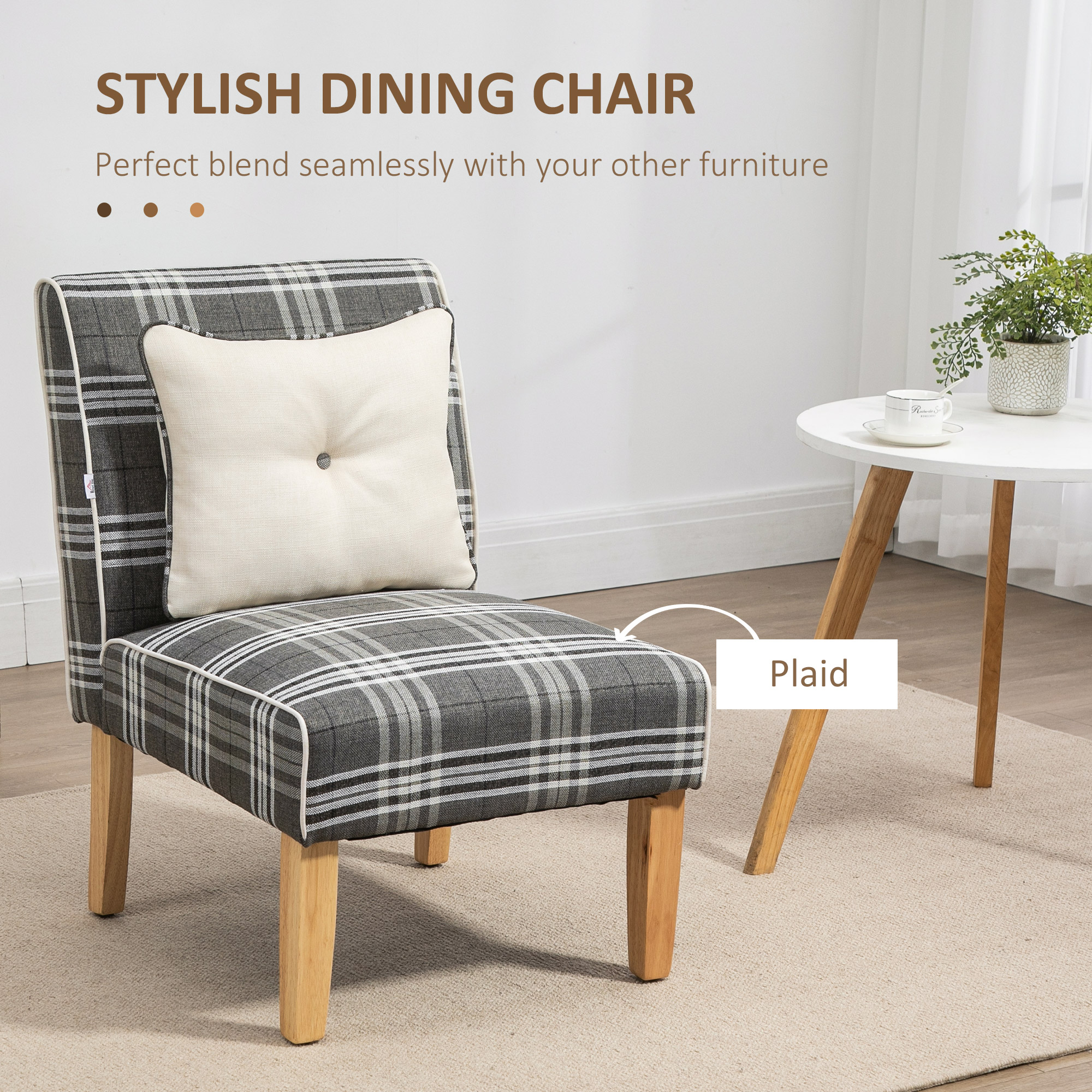Grey Tartan Tartan Dining Room Chairs HOMCOM Modern Dining Chair