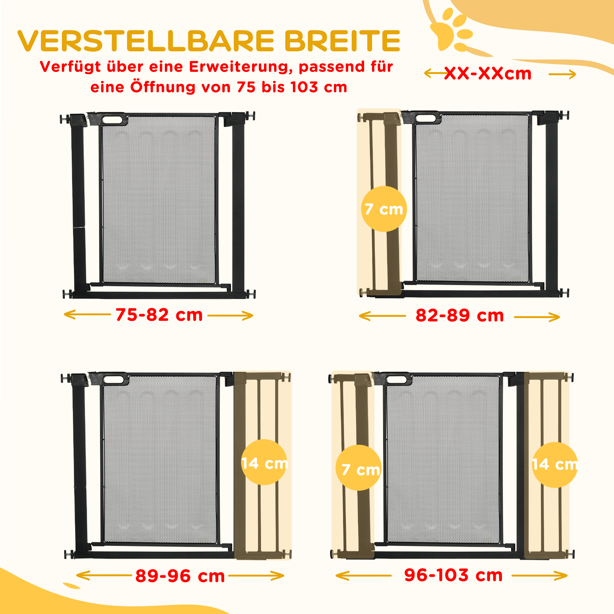 Trepivärav, lemmikloomavärav, koeravärav, reguleeritav 75 cm - 103 cm, must