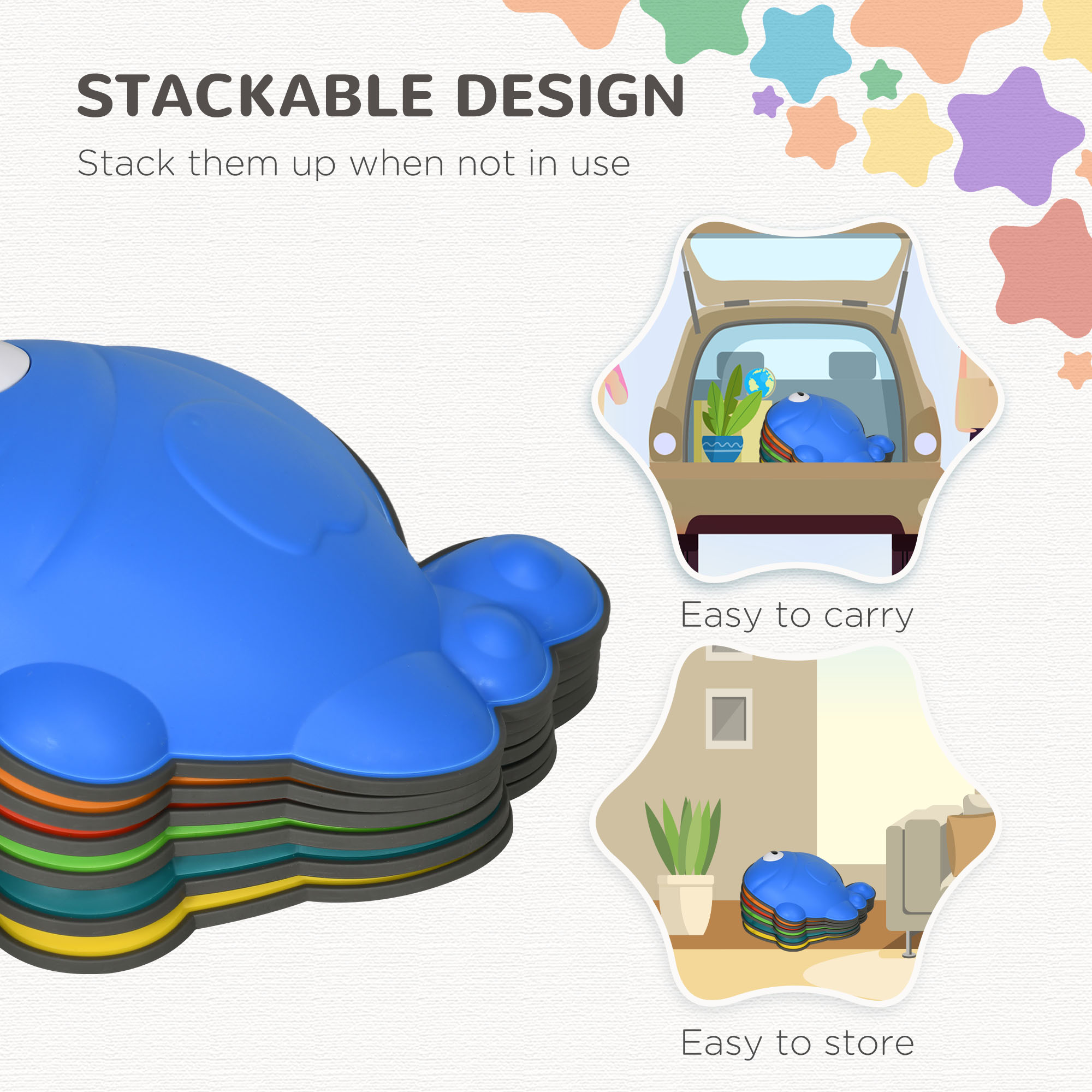 AIYAPLAY 6 Pcs Balance Stepping Stones Kids for Sensory with Non-slip Edge, Stackable Outdoor Indoor Obstacle Course 5