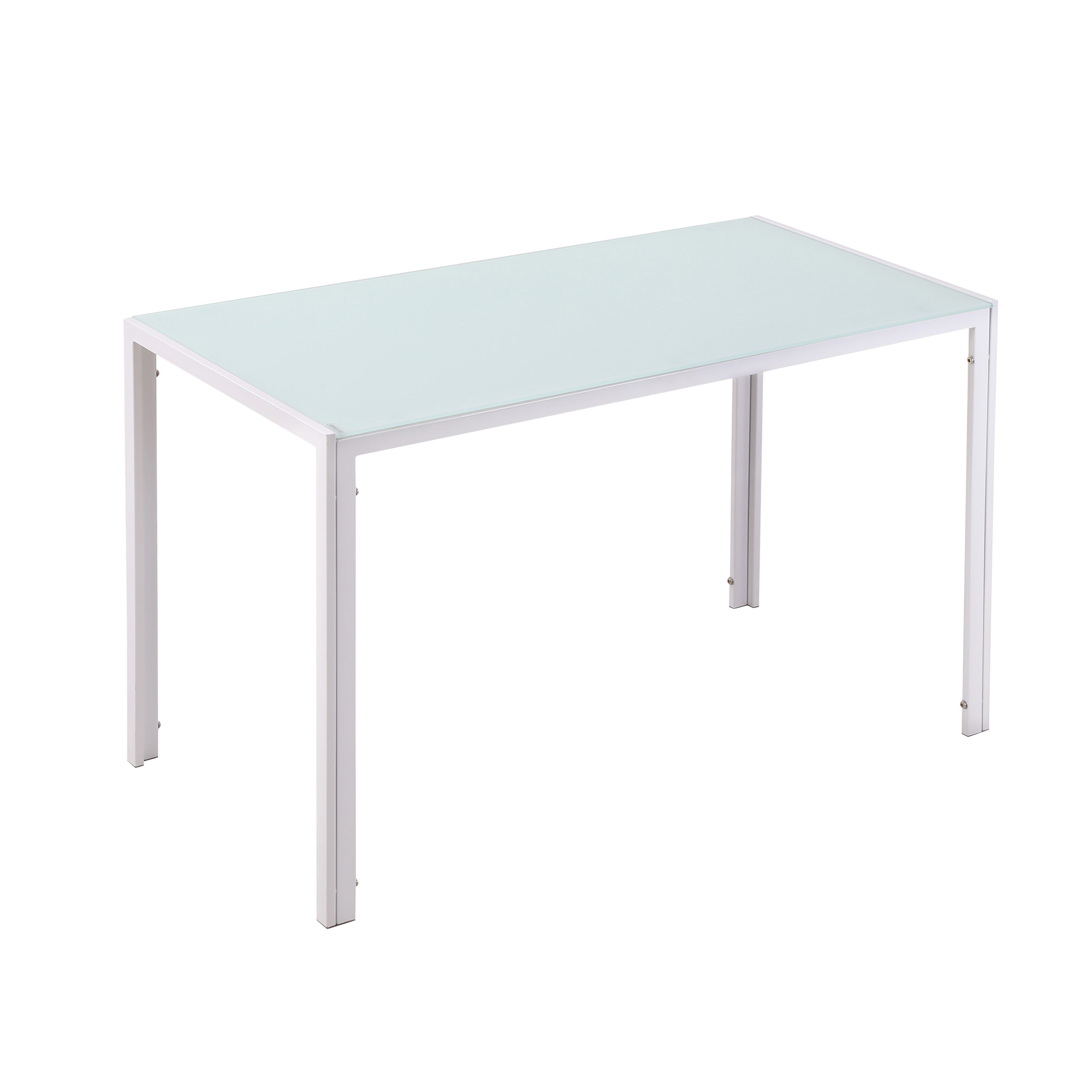 HOMCOM Mesa de Comedor de Cristal Rectangular para 4-6 Personas con Patas de Metal Multifuncional para Cocina Salón 120x60x75 cm Blanco   Aosom España