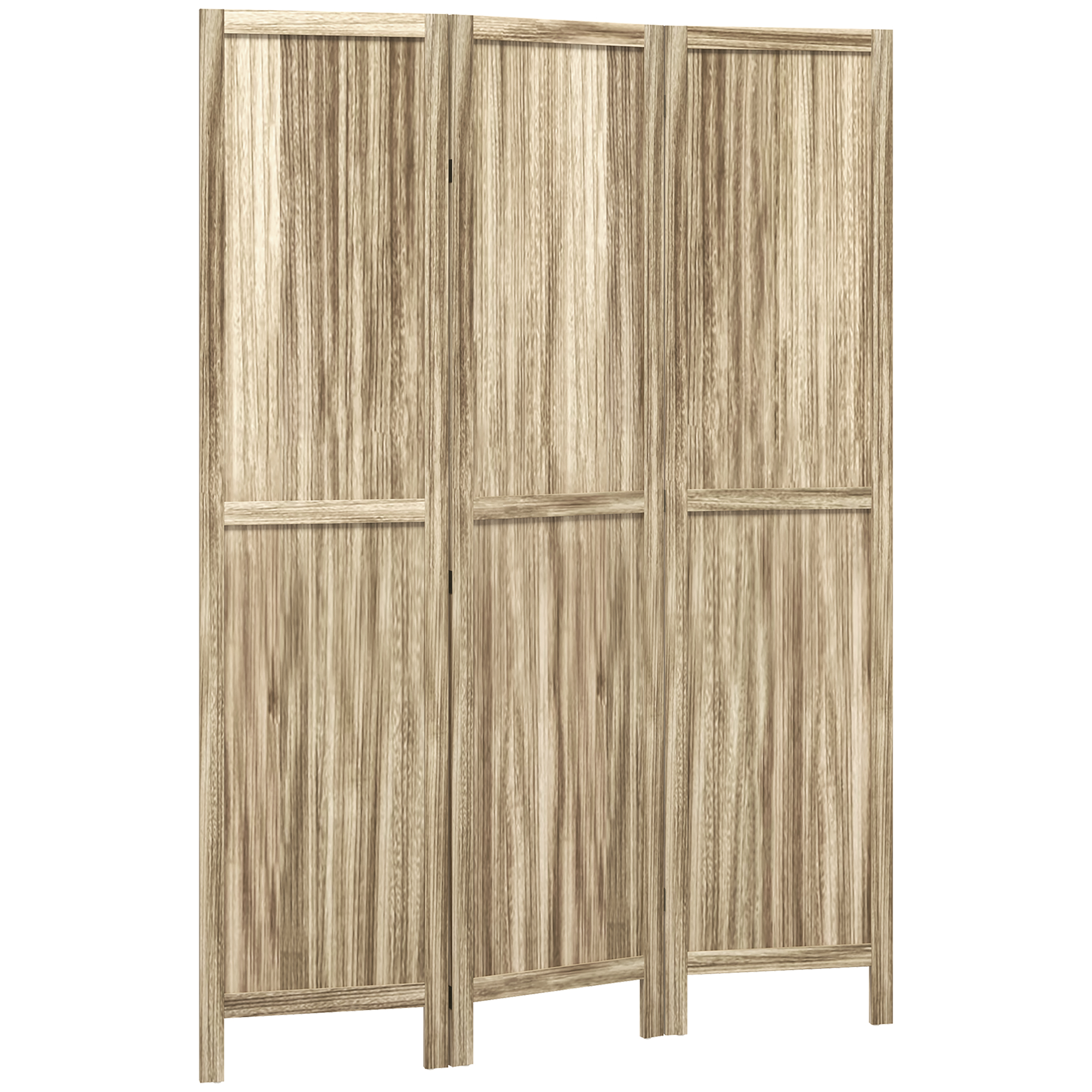 HOMCOM Paravent en bois de paulownia 3 panneaux 120 x 170 cm séparateur de pièce cloison de séparation pliable - naturel