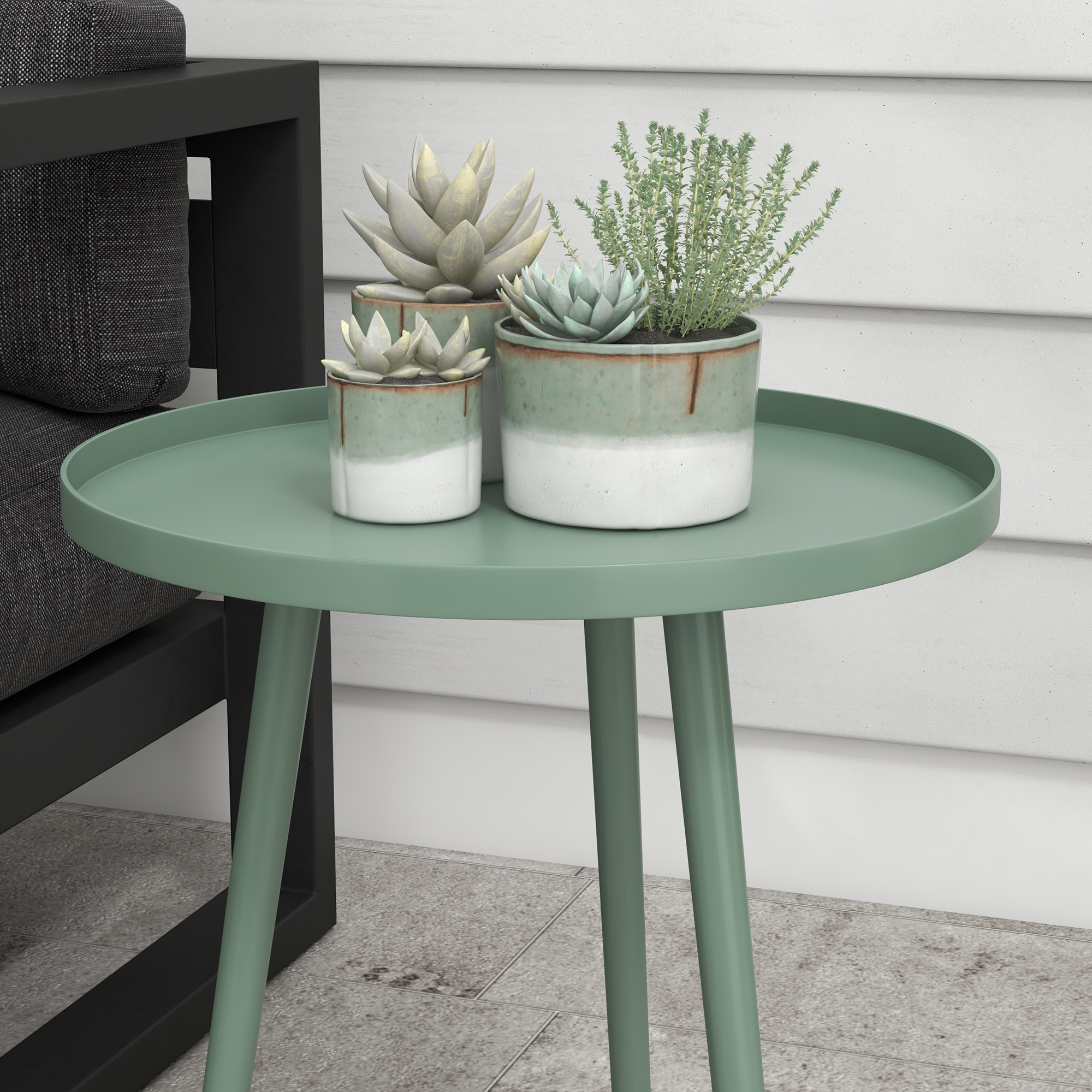 Table Basse De Jardin Ronde Outsunny - Table D'Appoint Extérieure Ø40 Cm Rouge - Acier Robuste