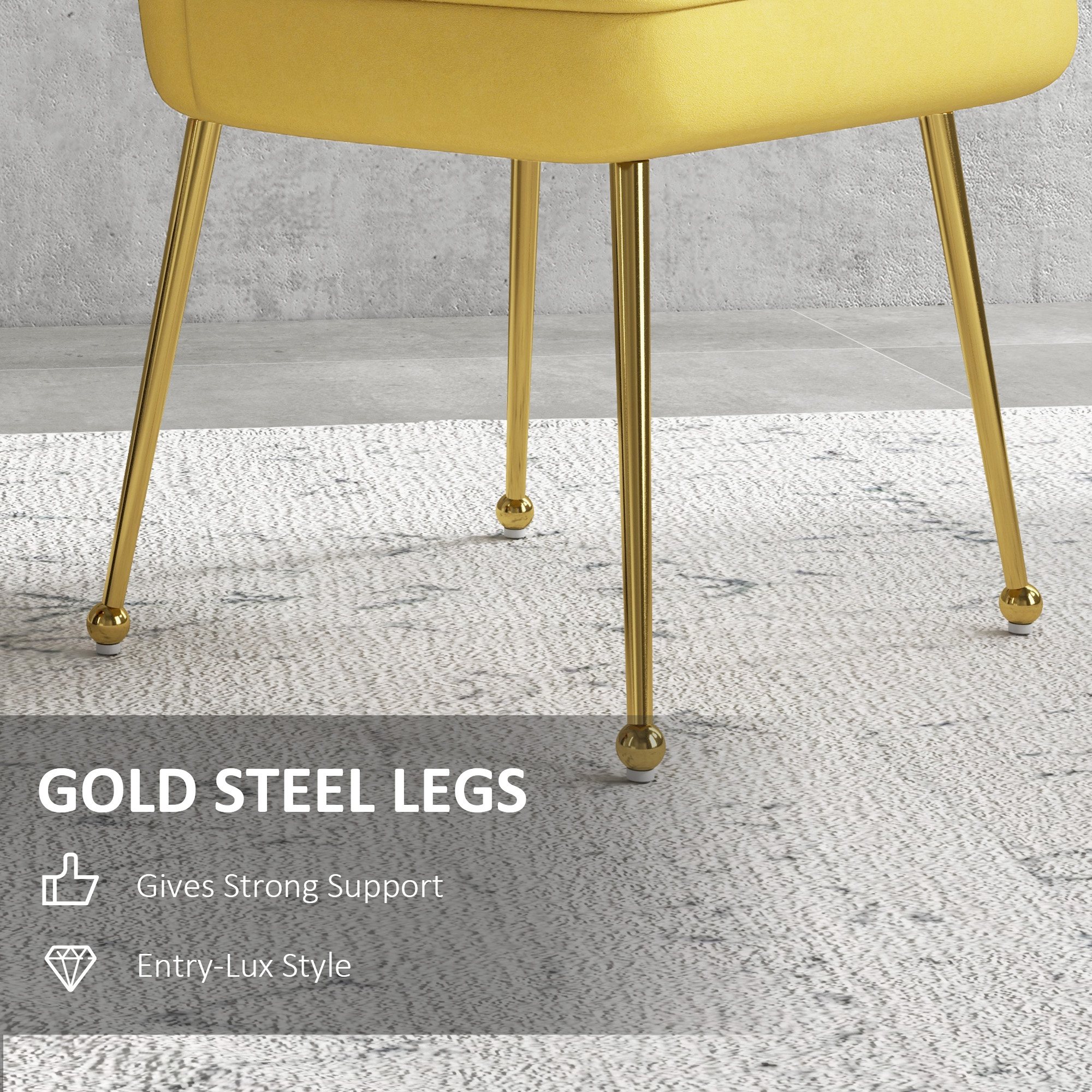 HOMCOM Velvet-Feel Shell Accent Chair Yellow 6