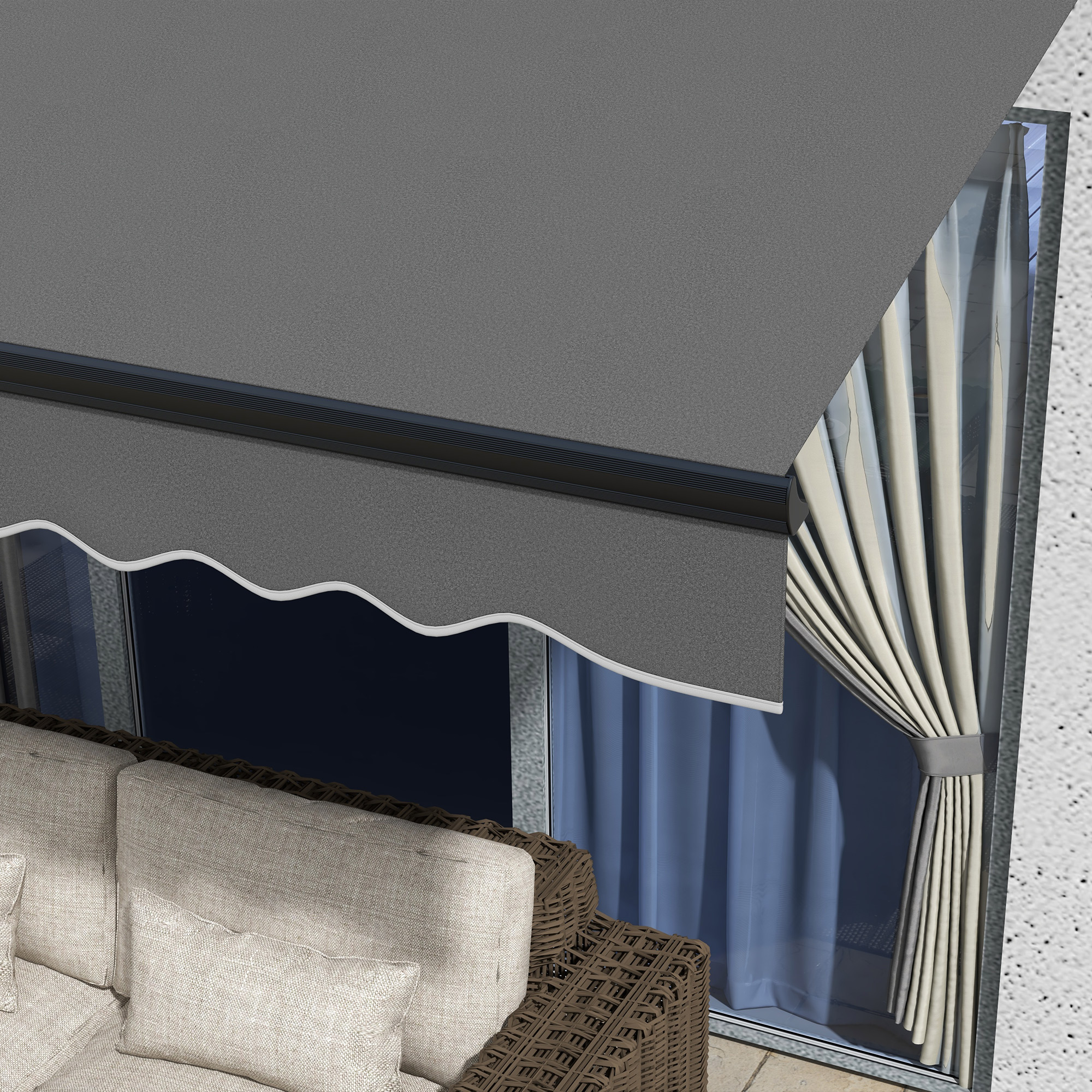 Outsunny 2.5 x 3.5m Aluminium Frame Electric Awning, with Remote Dark Grey 9