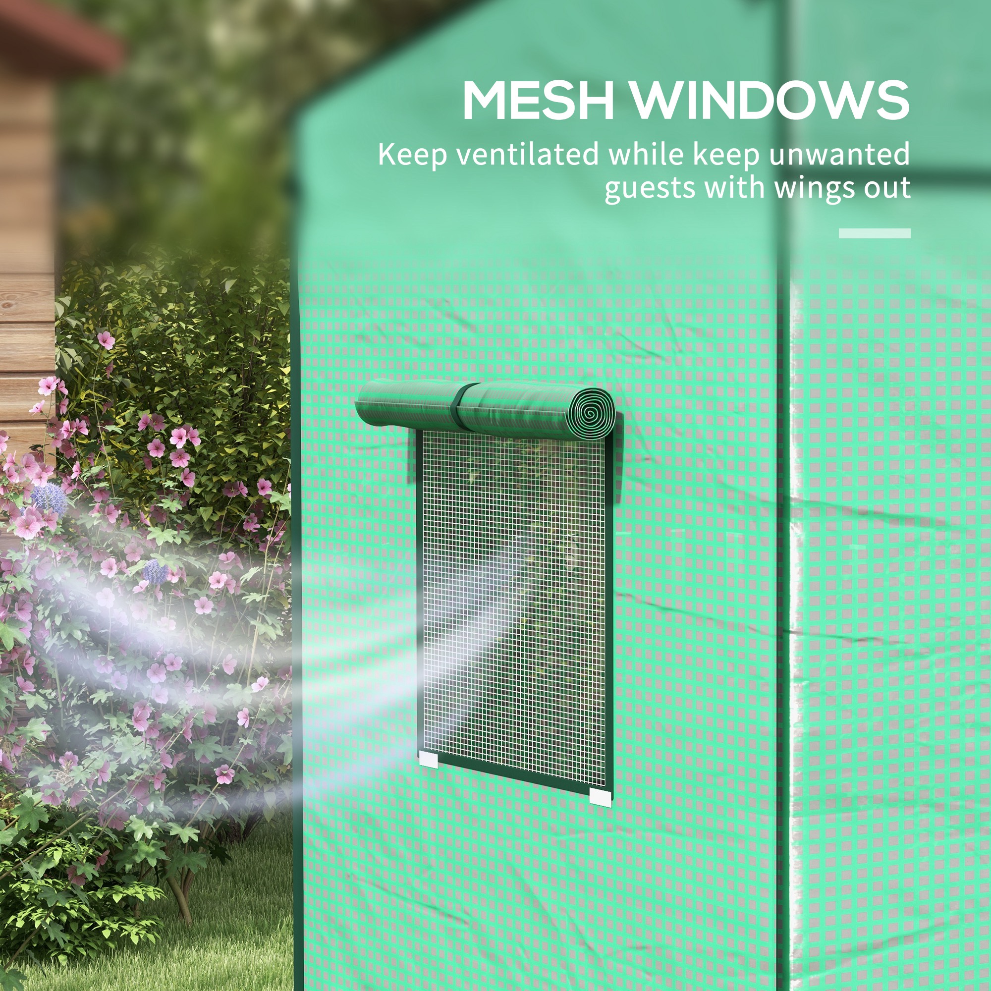 Outsunny 77 x 196cm Walk-In Greenhouse, with Accessories 6