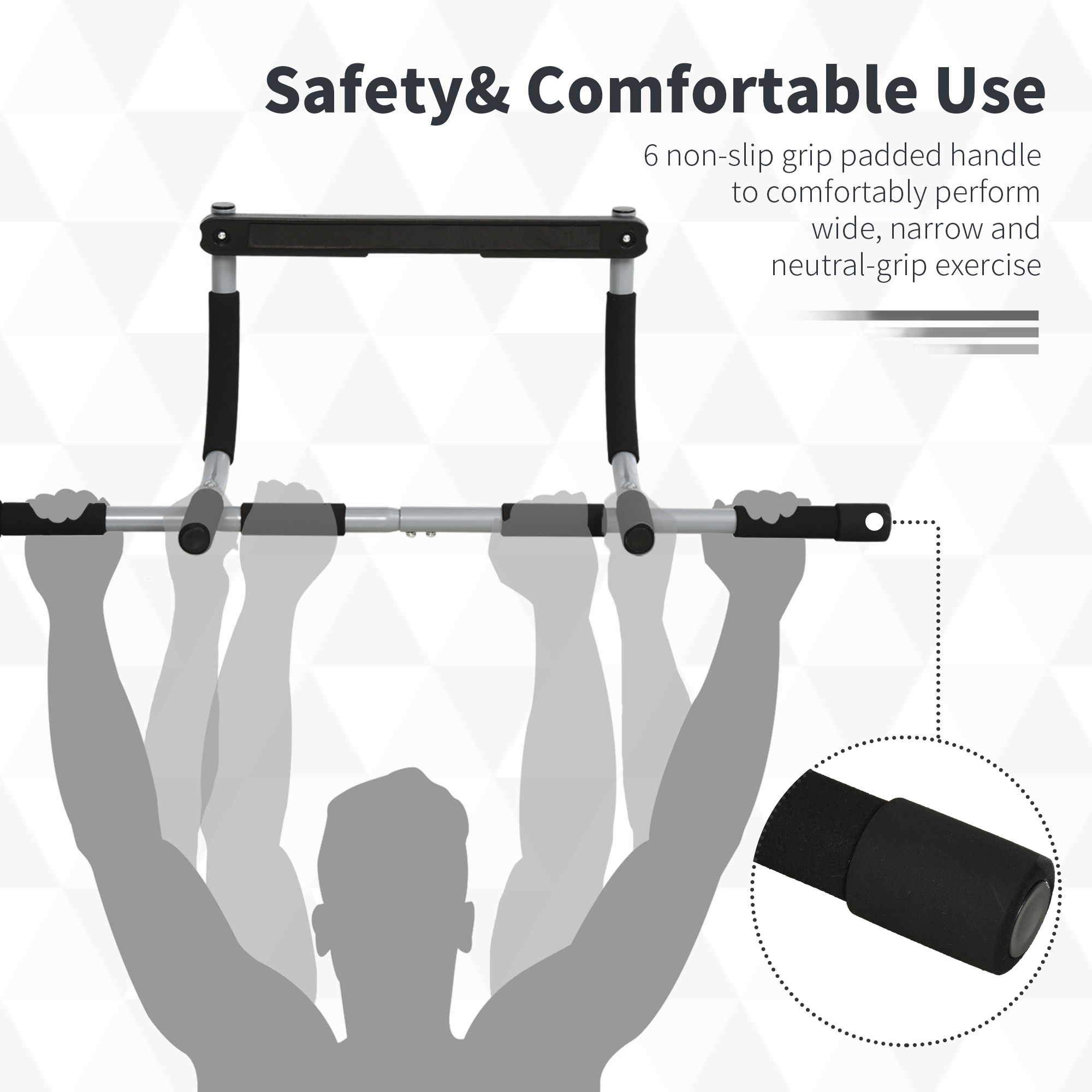 HOMCOM Pull-Up Bar for Doorway, Home Fitness Door Horizontal Push up Bar for Indoor Gym Upper Body Workout, Grey 6