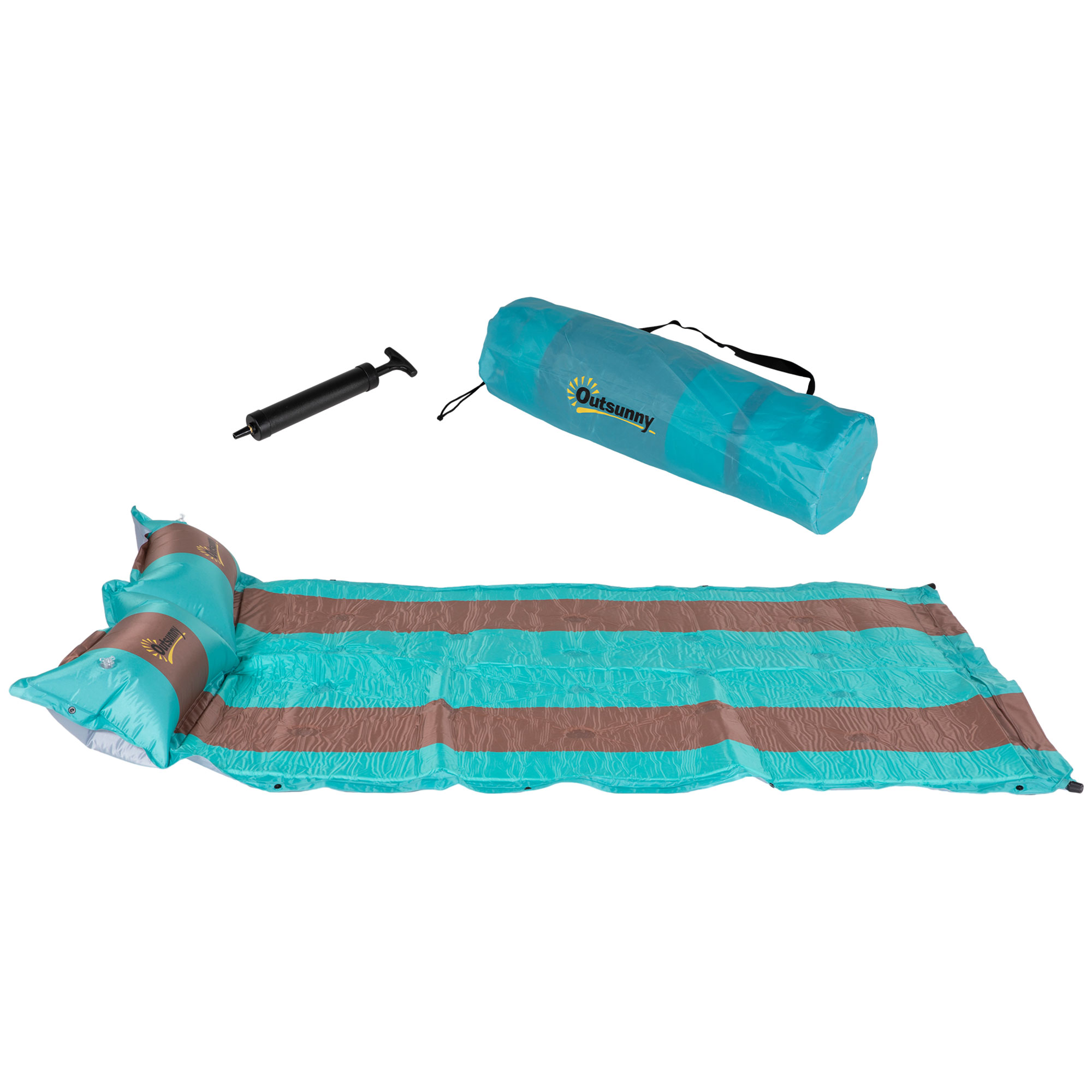 Outsunny Camping Isomatte 3cm dicke Campingmatratze mit Tragetasche & Pumpe 192x135cm Blau & Kaffee für Outdoor Abenteuer   Aosom.de – Outsunny