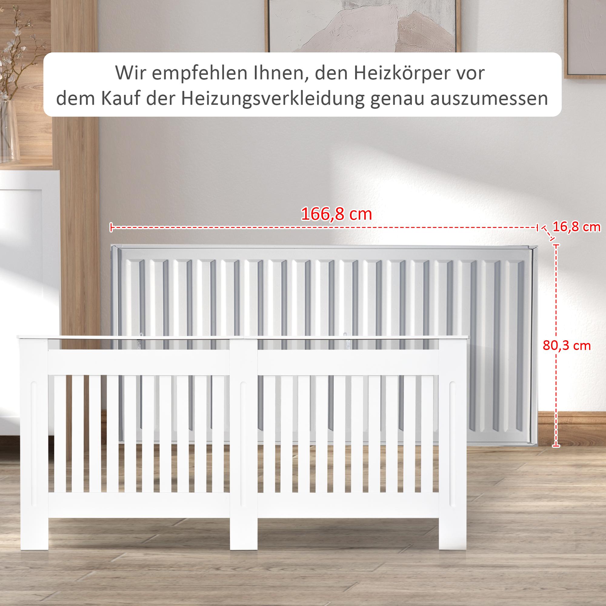 HOMCOM Heizkörperverkleidung Heizkörperabdeckung Heizungsverkleidung Heizkörper Radiator Cover Abdeckung (Modell2/172x19x81 cm)