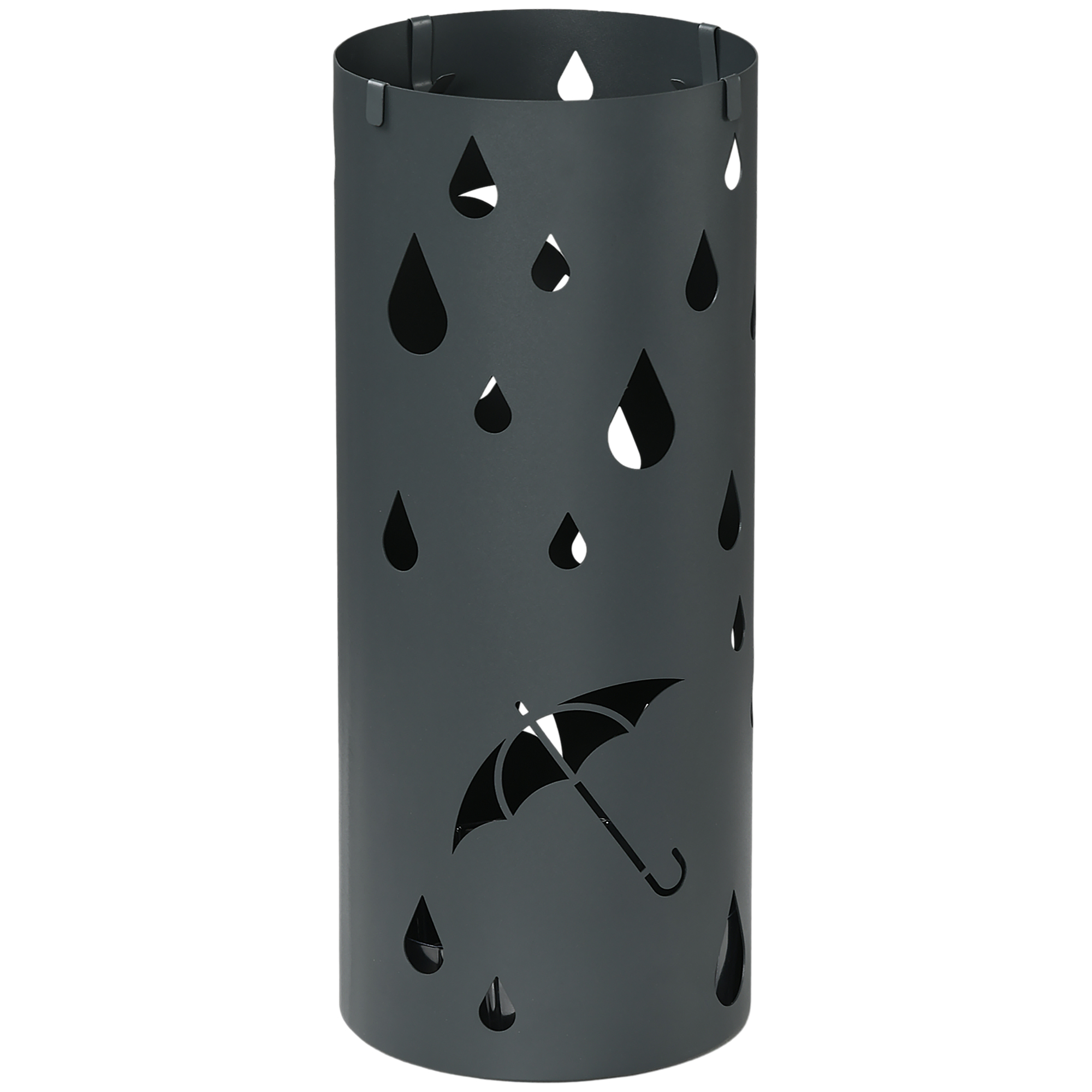 Product photograph of Homcom Umbrella Station Circular Stand With Hooks Water Tray Hallway Essential Dark Grey Aosom Uk from Aosom UK
