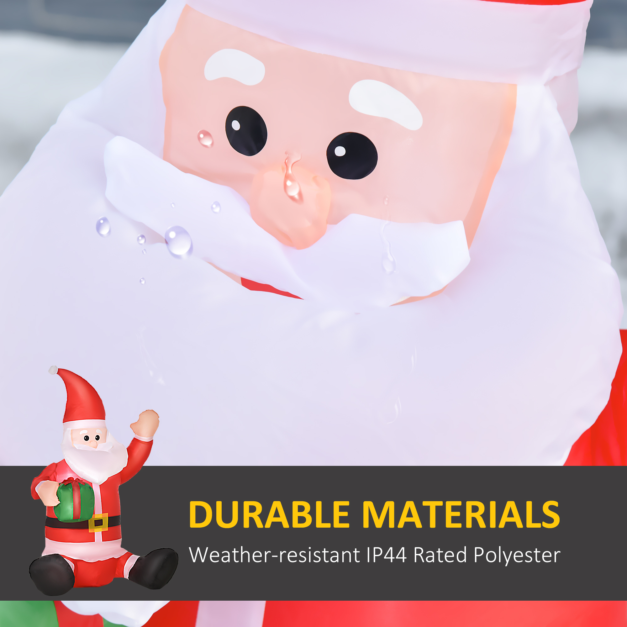 HOMCOM 4ft Inflatable Christmas Santa Claus Gift with LED Xmas Décor Holiday Outdoor Yard Decoration 5
