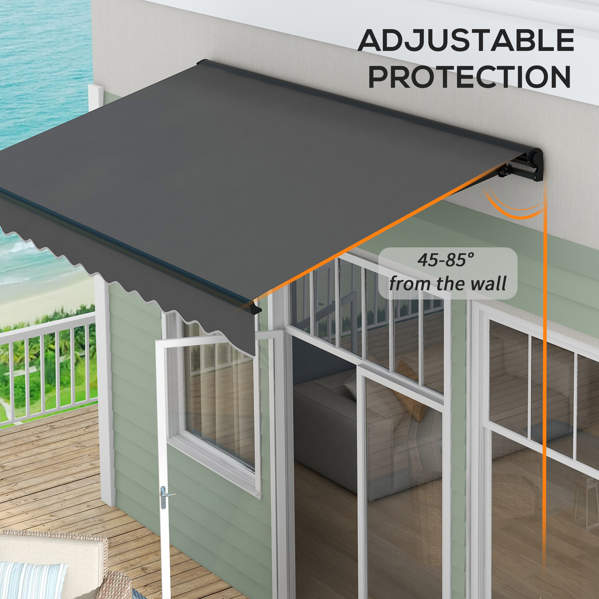Outsunny 3 x 2m Aluminium Frame Electric Awning, with Remote Dark Grey 5