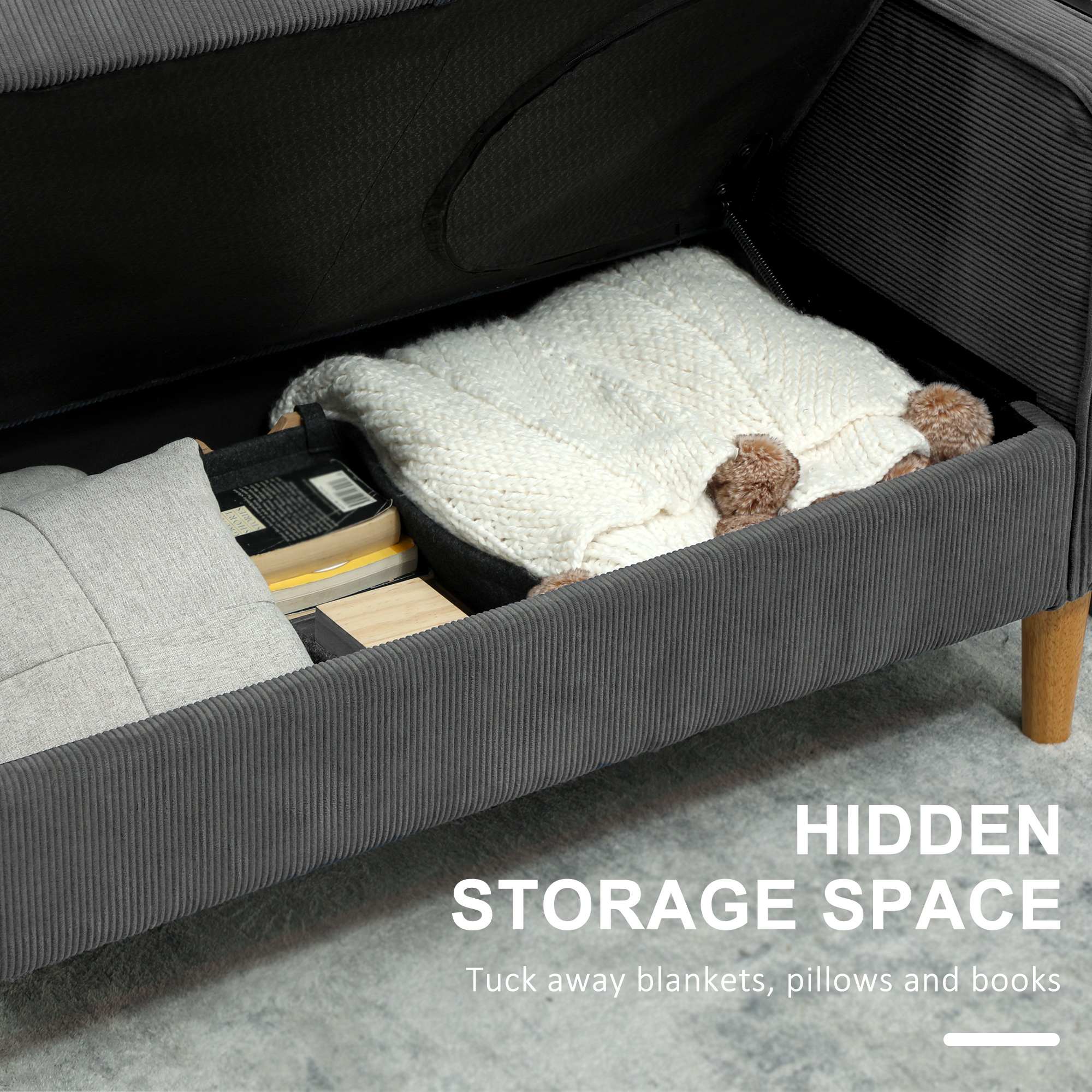 HOMCOM Small Two-Seater Corduroy Sofa Grey 4
