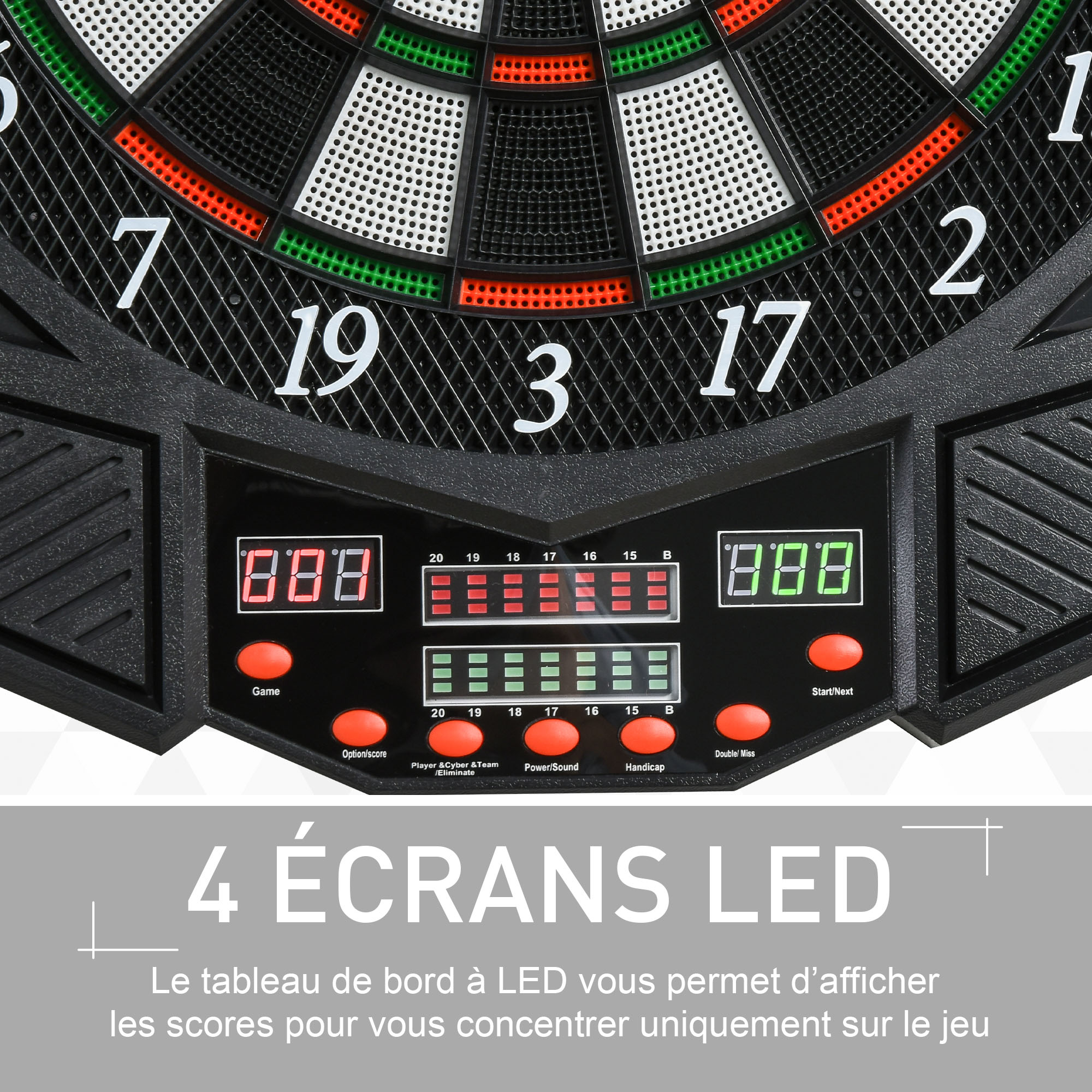 Cible De Fléchettes électronique Avec Tableau LED - 12 Flèches Et 88 Pointes - 27 Jeux Pour Jusqu'à 16 Joueurs - 11