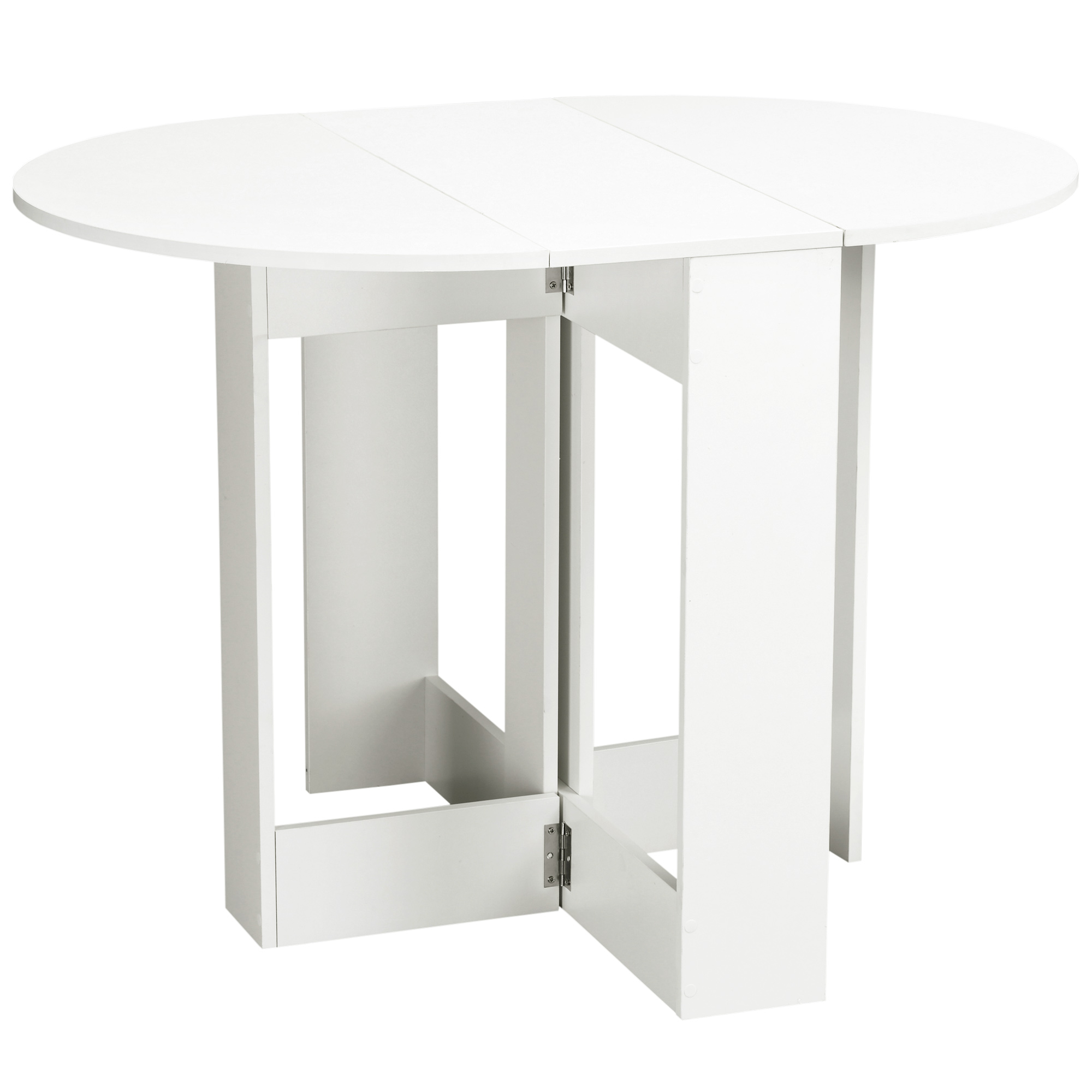 Table pliable de cuisine salle à manger 2 abattants - table ovale extensible - panneaux particules blanc