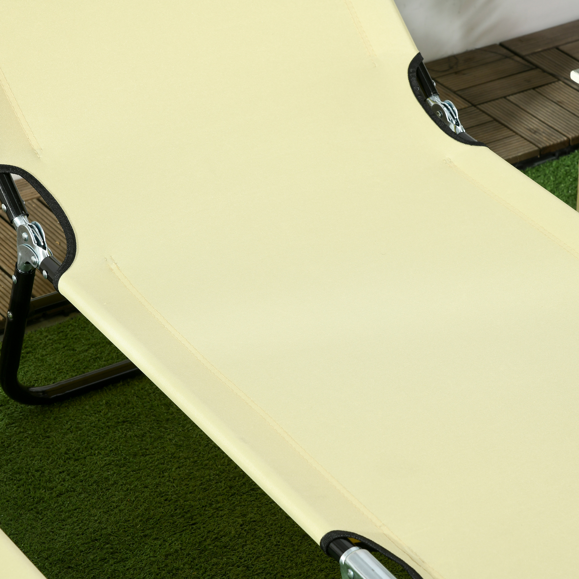 Outsunny Set of Two Metal Frame Folding Sun Loungers Beige 8