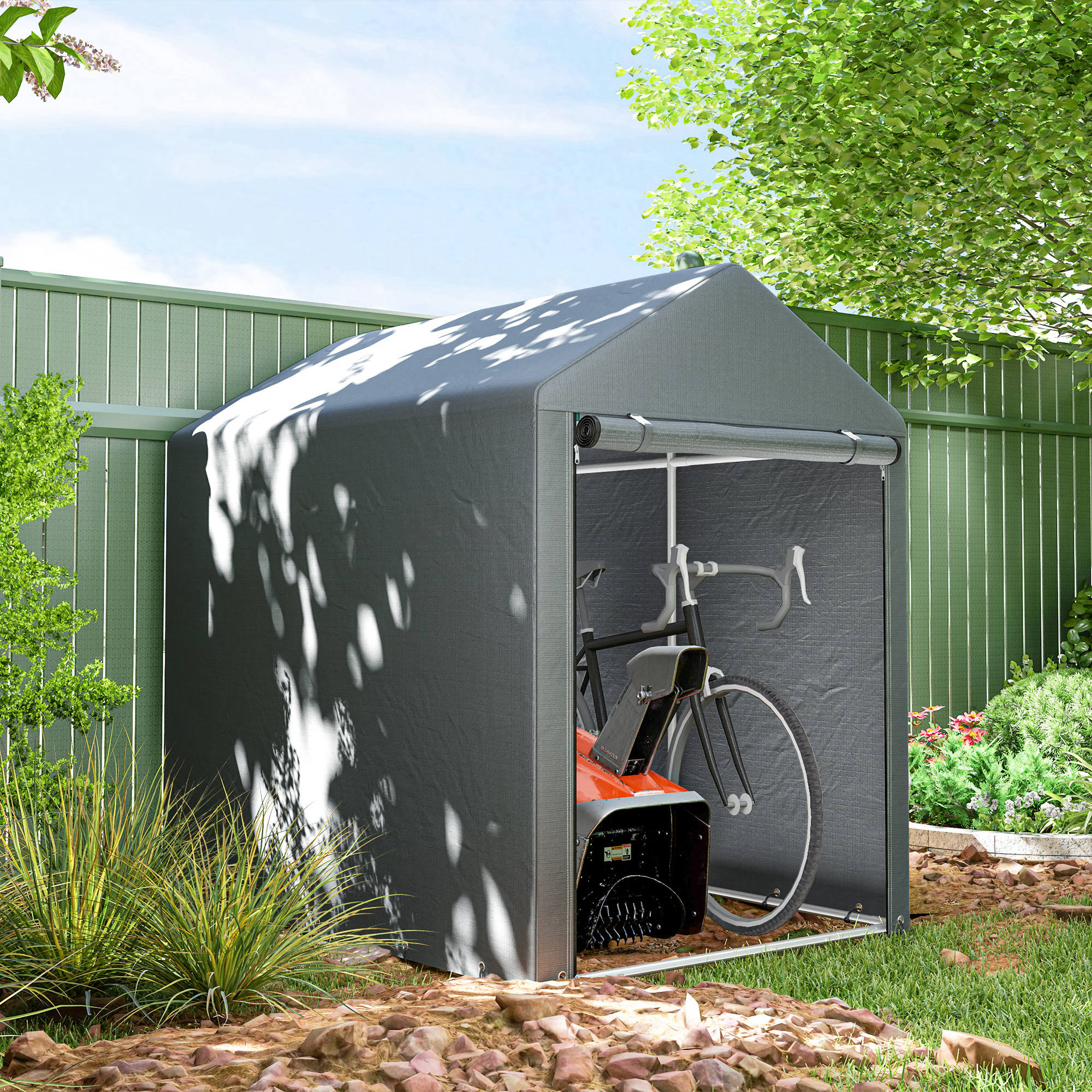 Outsunny 179 x 120cm Temporary Garden Shed, with Accessories Dark Grey 2