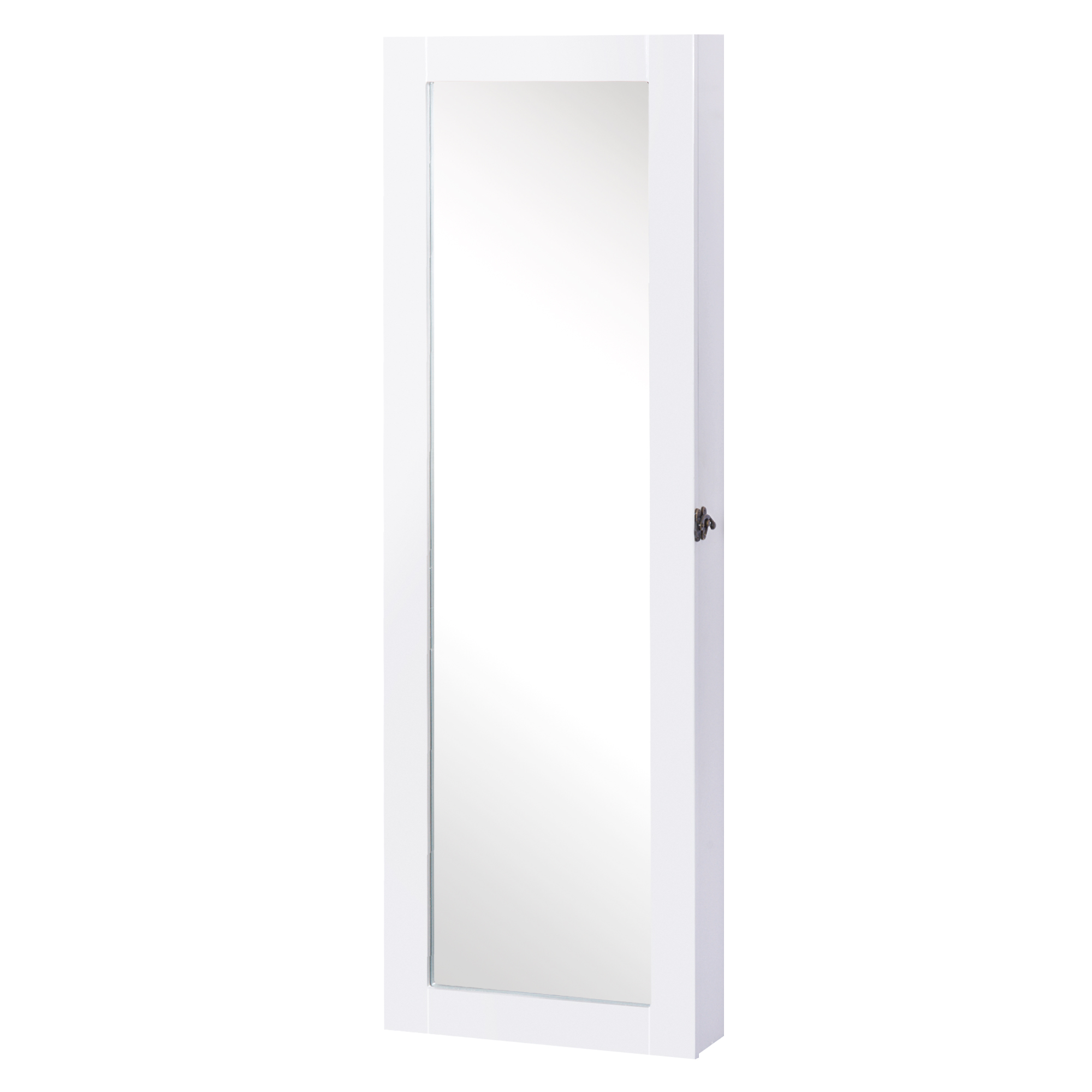 HOMCOM Espejo Joyero Colgante de Pared 37x9,5x112 cm Armario Organizador de Joyas con Ganchos y Ranuras Blanco para Salón   Aosom España