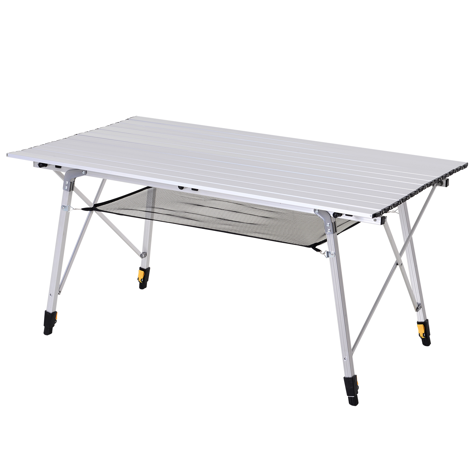 Outsunny Picknick Klapptisch, Falttisch, Höhenverstellbarer Campingtisch, Inkl. Tragetasche, Aluminium, Silber, 120 x 70 x 58-73 cm   Aosom – Outsunny