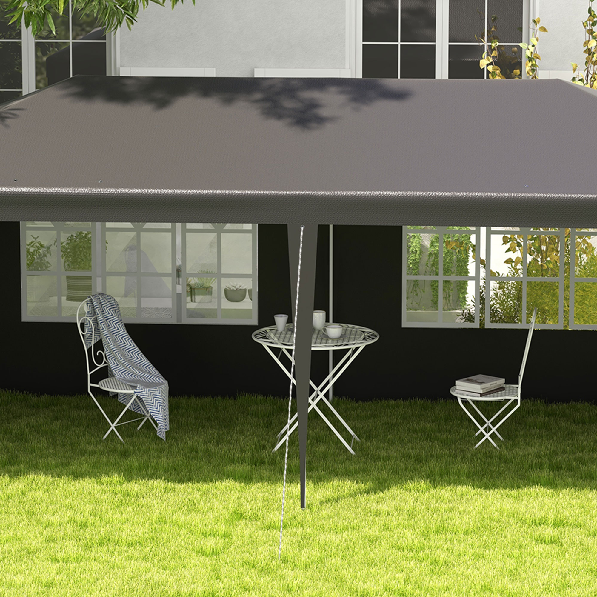 Outsunny 2.95 x 5.83 m Semi-Open Gazebo Dark Grey 8
