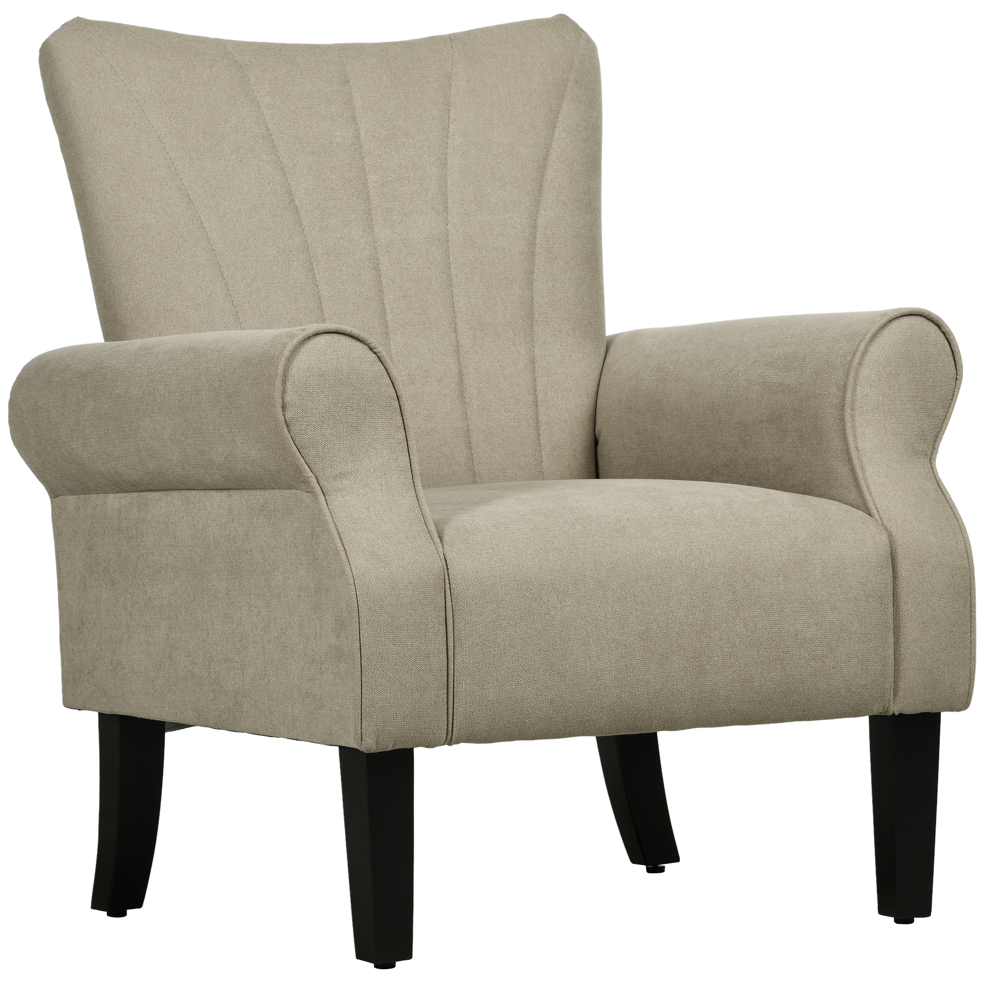 Product photograph of Homcom Upholstered Accent Chair With High Back Rolled Arms And Wood Legs Soft Thick Padded Armchair Beige from Aosom UK