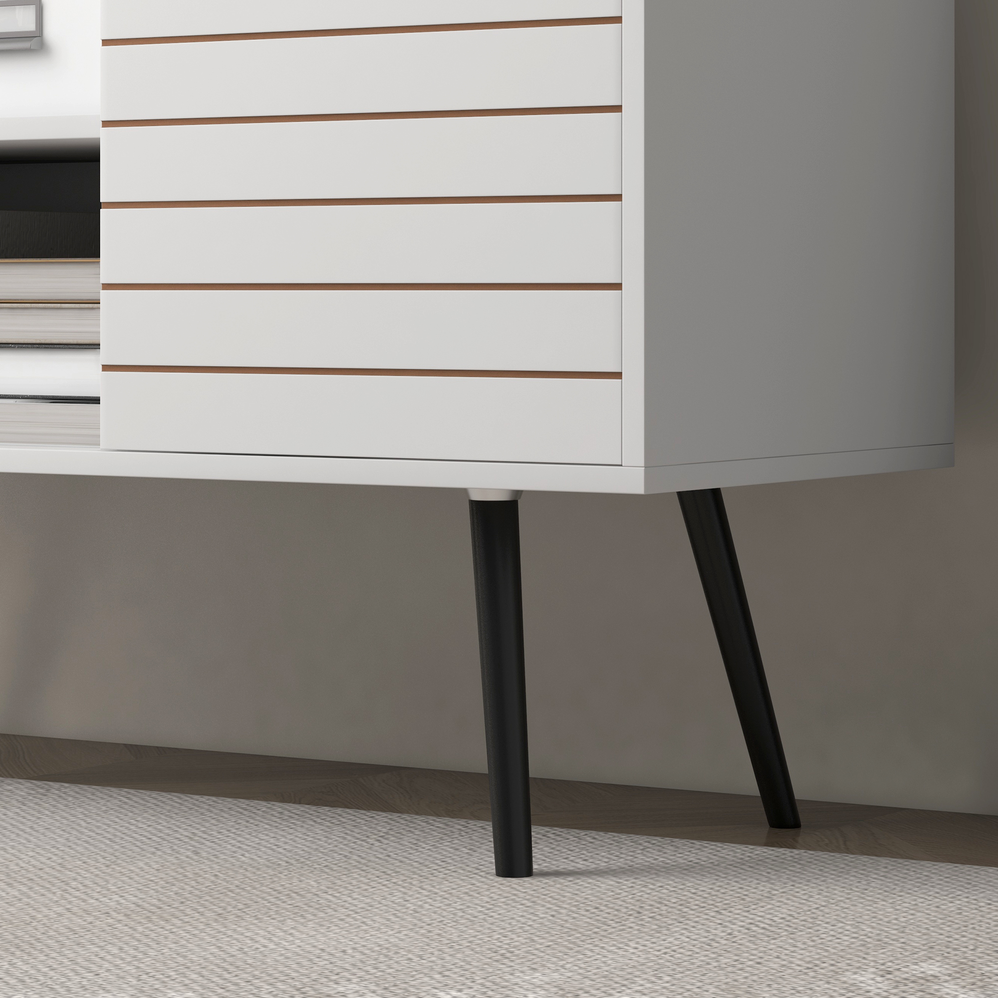 HOMCOM Duo Storage TV Unit, with Striped Door White 9
