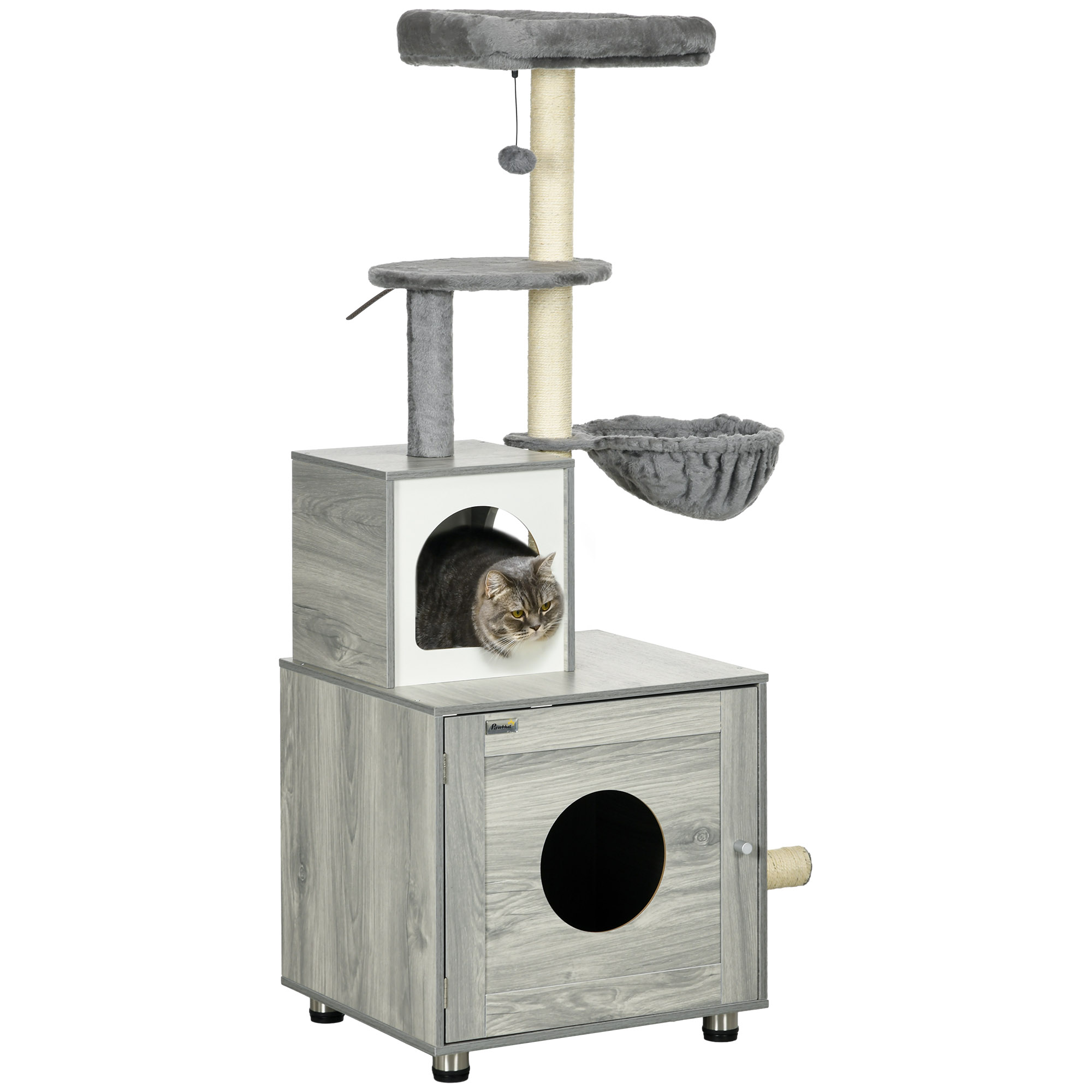 PawHut Large Cat Litter Box, with Scoop, Front Entrance, 53 x 51 x 48cm - Pink
