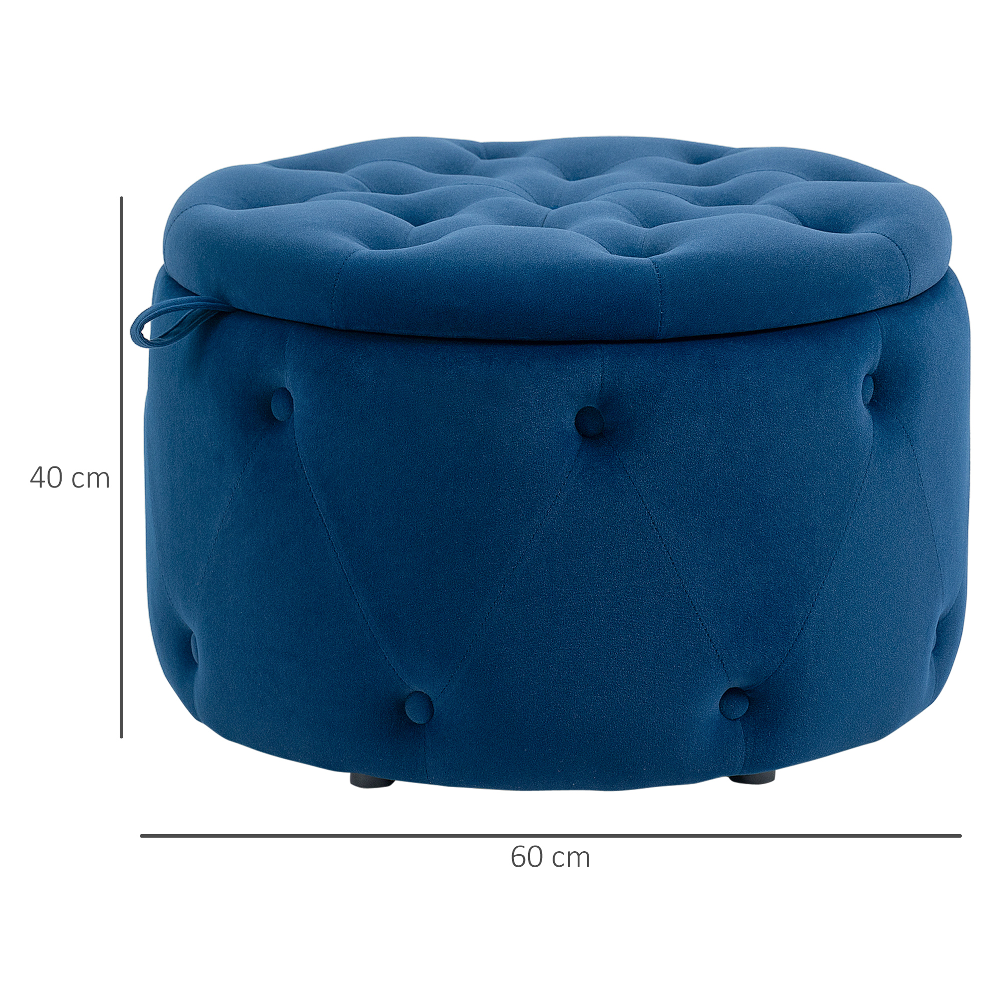 Sgabello Pouf Con Contenitore In Velluto - Poggiapiedi Moderno Con Gambe Dorate | Grigio Blu 40x29.5x48 Cm - Foto 2