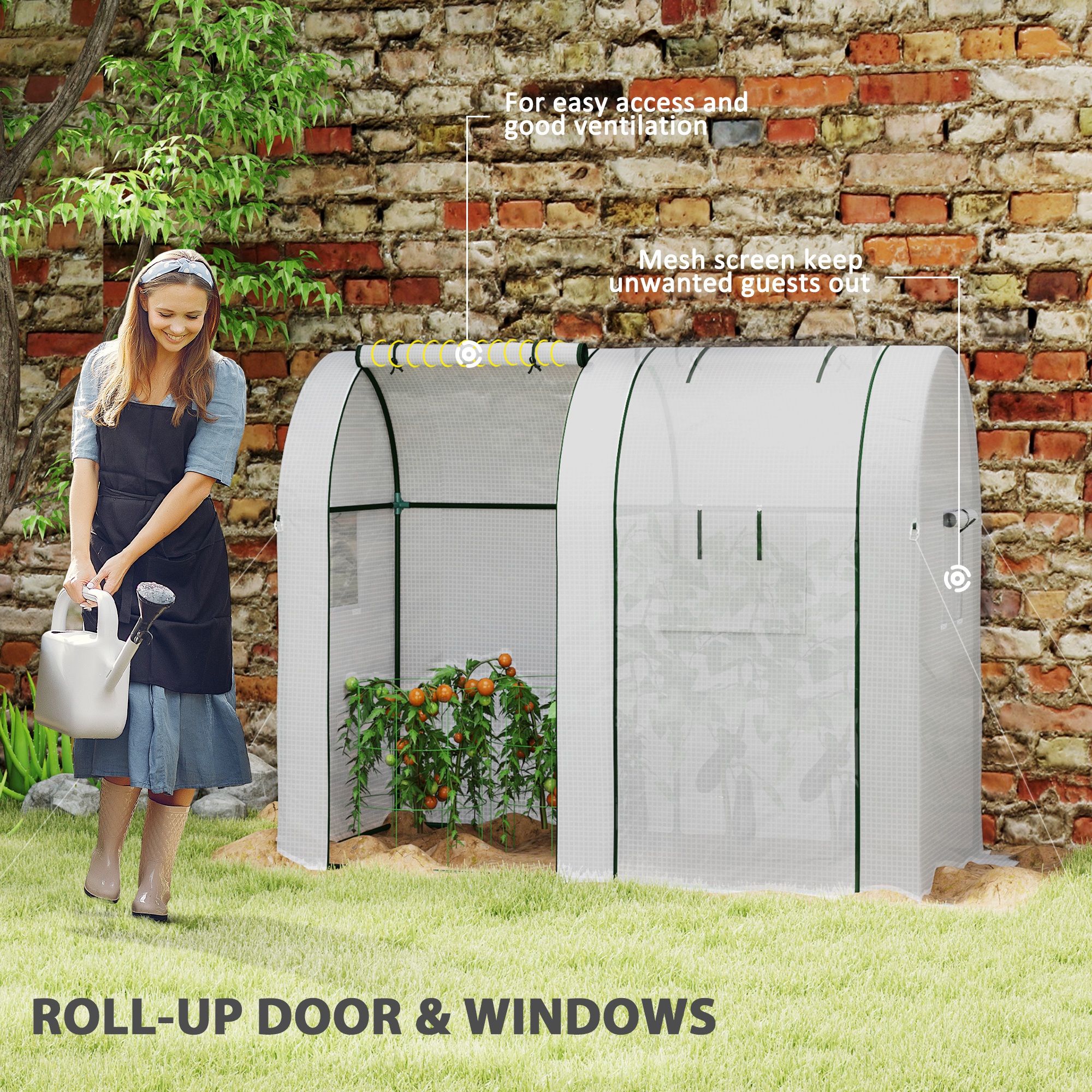 Outsunny 94 x 185cm Mini Two-Room Greenhouse White 6