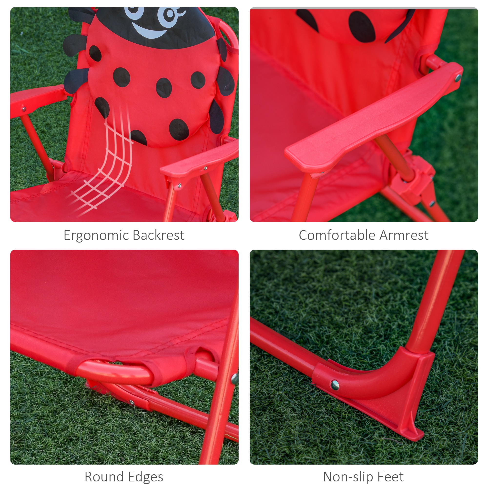 Outsunny Kids Folding Picnic Table Chair Set w/ Parasol, Red 7