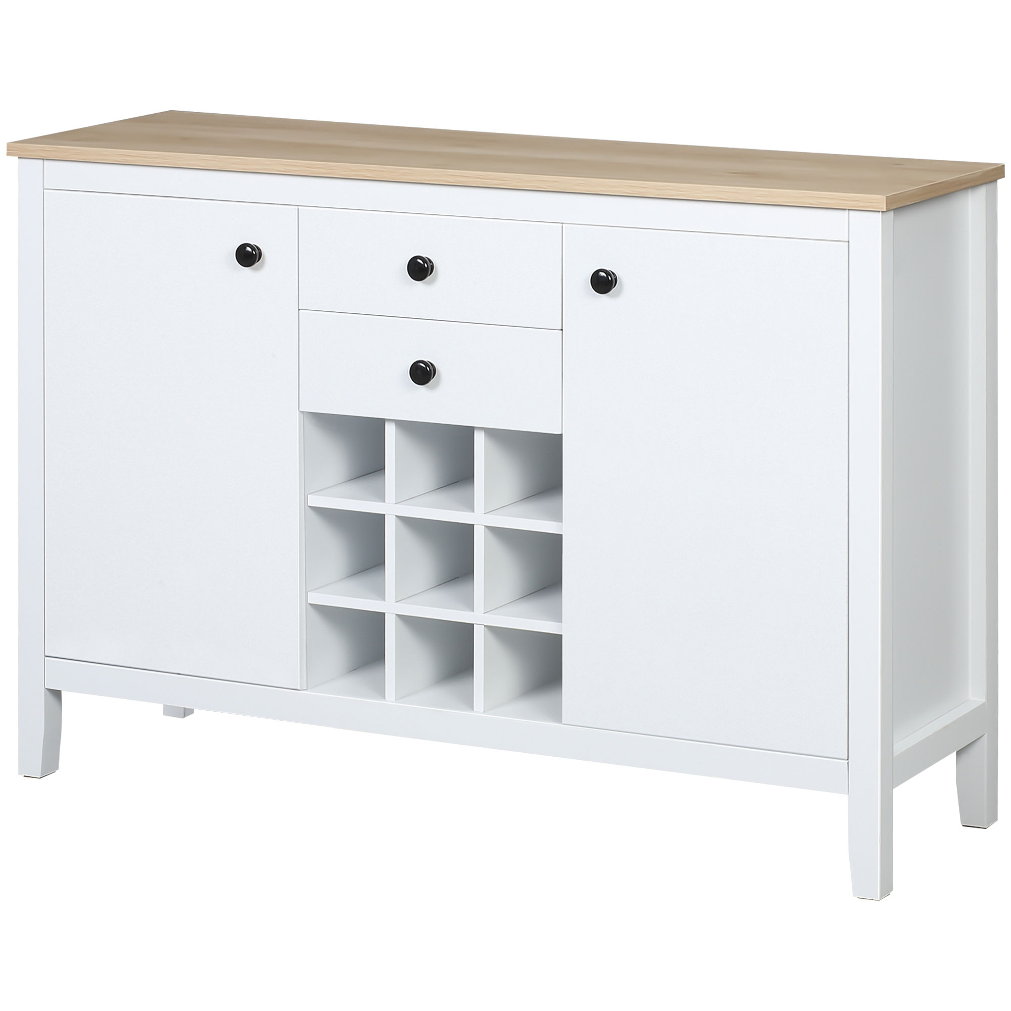 Buffet Moderne Avec 3 Portes, étagères Réglables, MDF, Métal, Blanc (120x38x93 Cm