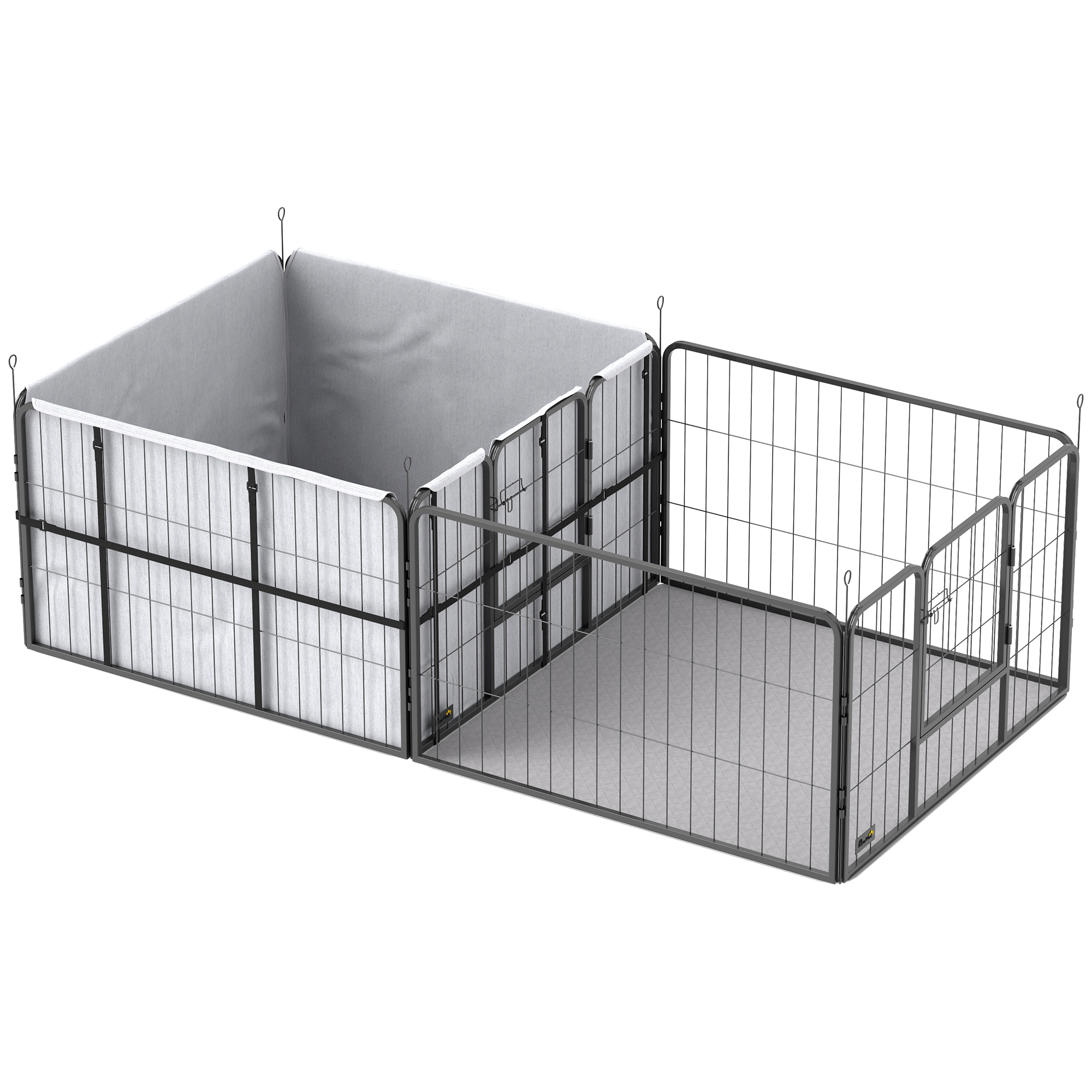 PawHut 106cm Tall Dog Gate with Cat Door, 7cm and 14cm Extensions, for Stairs, Doorways, 76-104cm Width