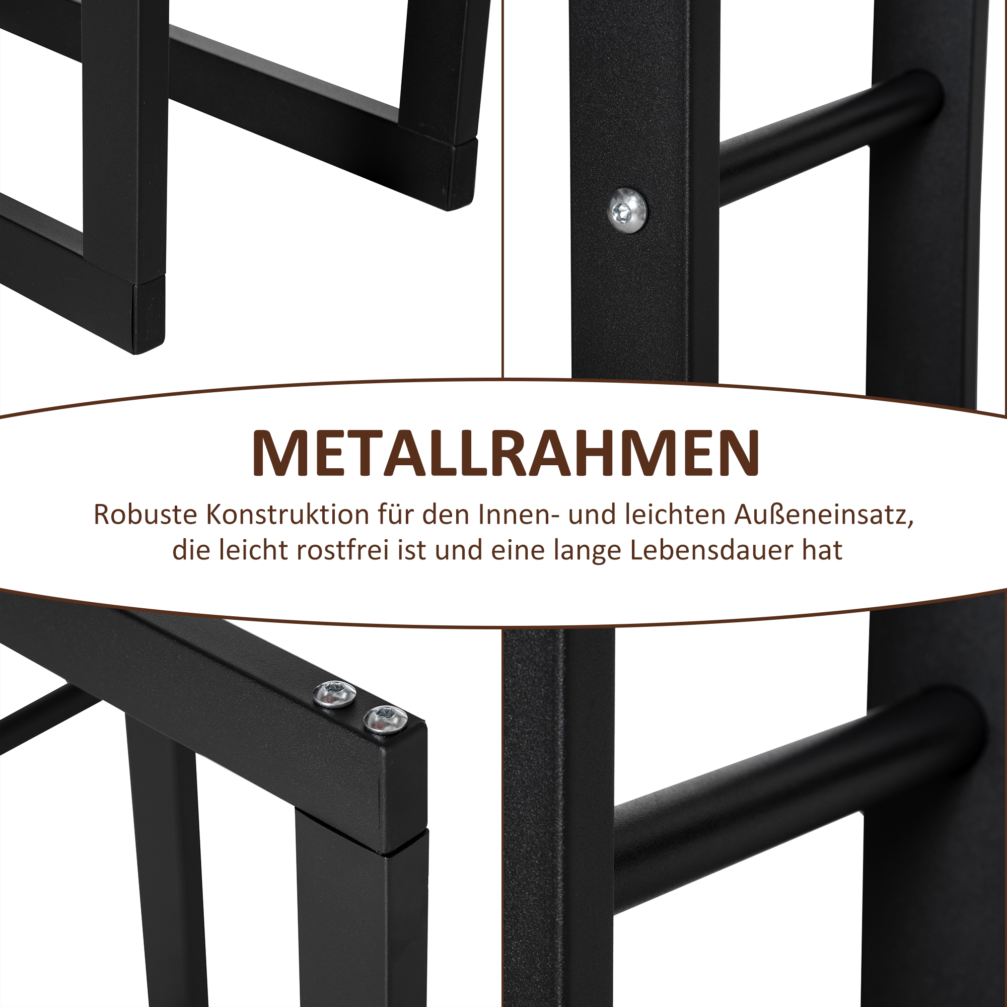 Metallist küttepuude riiul 60 x 25 x 100 cm, küttepuude hoiuriiul virnastamisabiga, terasraam, kuni 100 kg, küttepuude varjualune õue, puiduriiul, küttepuude riiul aeda, terrassile, õues kasutamiseks, must