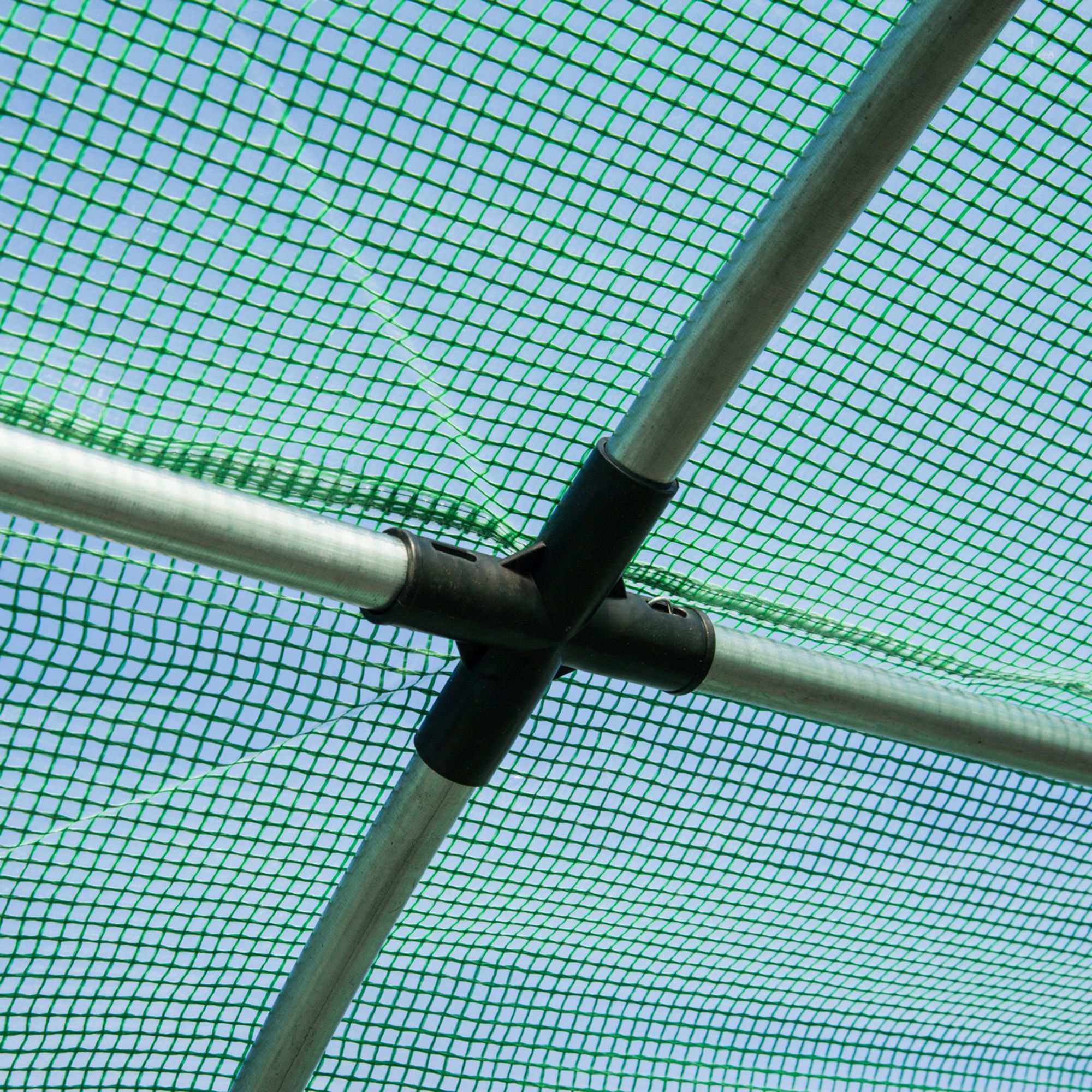 Outsunny 6 x 3 x 2 m Polytunnel Greenhouse with Roll-up Door and 12 Mesh Windows, Walk-in Garden Tunnel Warm House Tent with UV-resistant PE Cover and Galvanised Steel Frame, Green 8