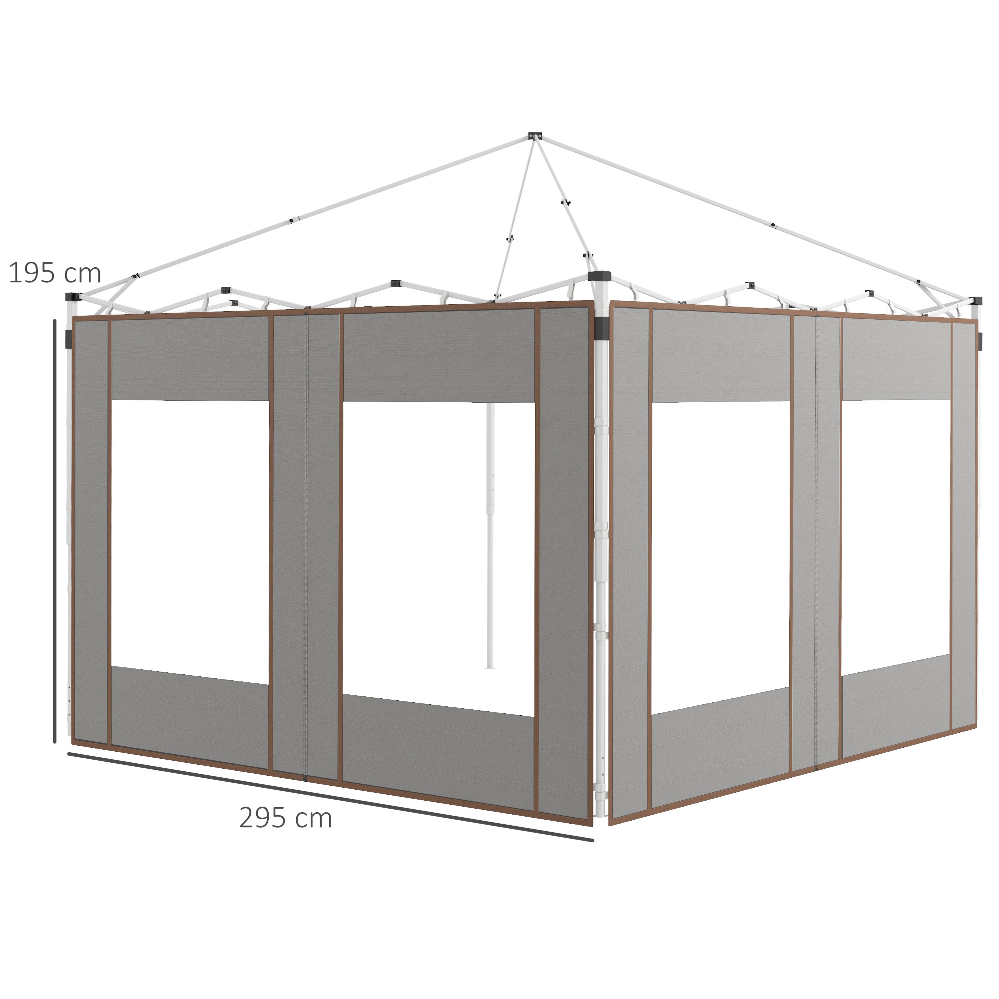 Outsunny Set of Two 295cm Replacement Canopy Walls Grey 3