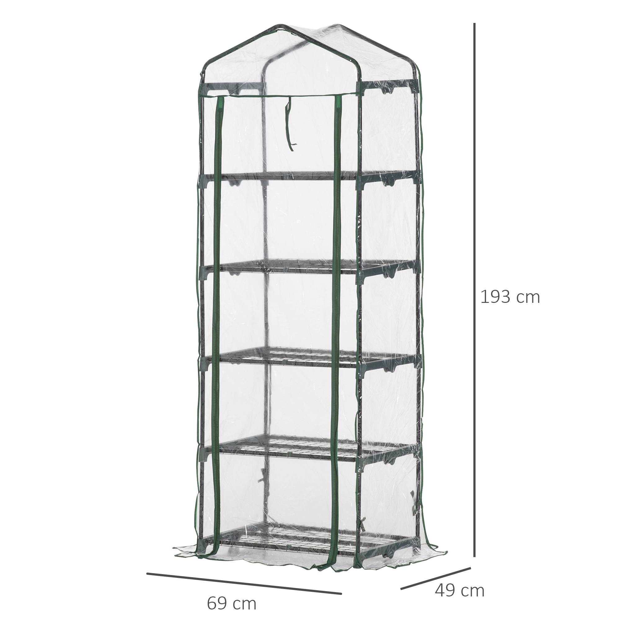 Kasvuhoone rulluksega, riiulitega, talvekindel terasest fooliumkasvuhoone, rõdule, aeda, tomatikasvandus 69 x 49 x 193 cm, tomatikasvuhoone tomatitele, lilledele, läbipaistev