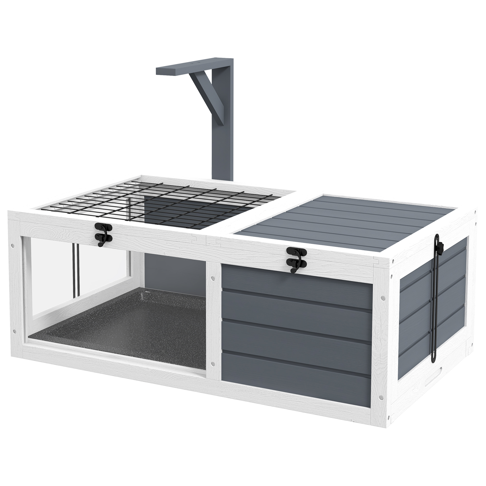 Comparer les prix de PawHut Maison enclos cage pour petit animal tortue avec 2 espaces support de lampe 81 x 48 x 31,5 cm gris