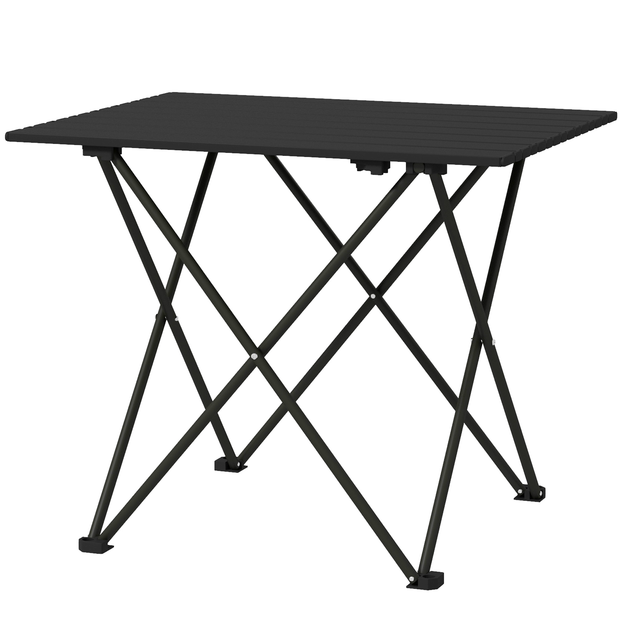 Table de Camping Pliante à 2 Niveaux Table de Pique-Nique Portable avec Sac de Transport 4 Porte-Gobelets Etanche Légère 72 x 59 cm Bleu