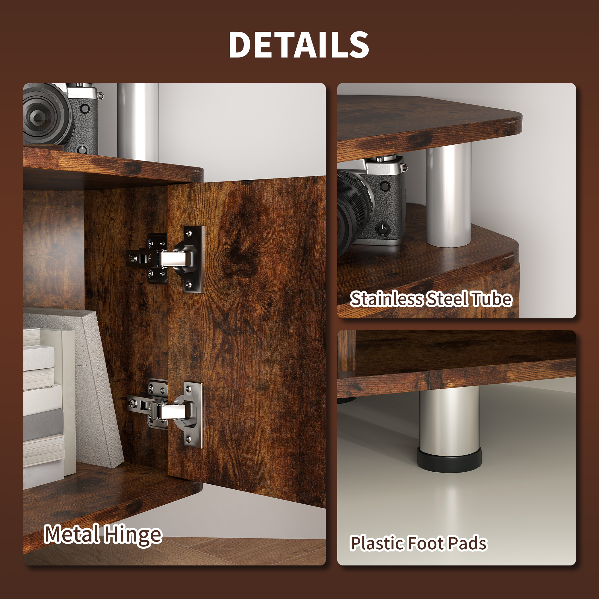 HOMCOM TV Unit Cabinet for TVs up to 55 Inches with Storage Shelves and Cupboard, Entertainment Centre for Living Room, Rustic Brown 5